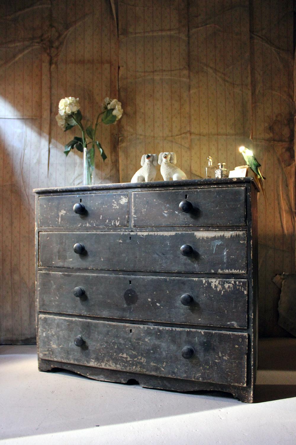 Large Victorian Painted Pine Chest of Drawers, circa 1900 12