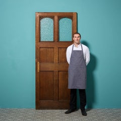 Large Victorian Panelled Oak Door with Obscured Glass