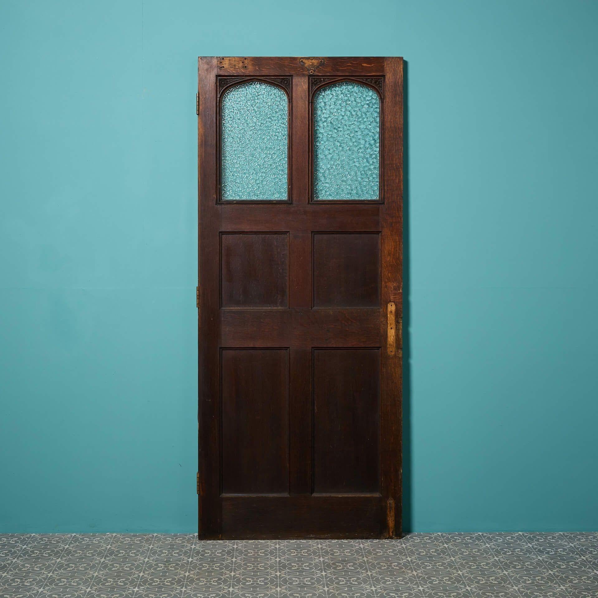 Grande porta vittoriana a pannelli in Oak con vetri oscurati In condizioni discrete in vendita a Wormelow, Herefordshire