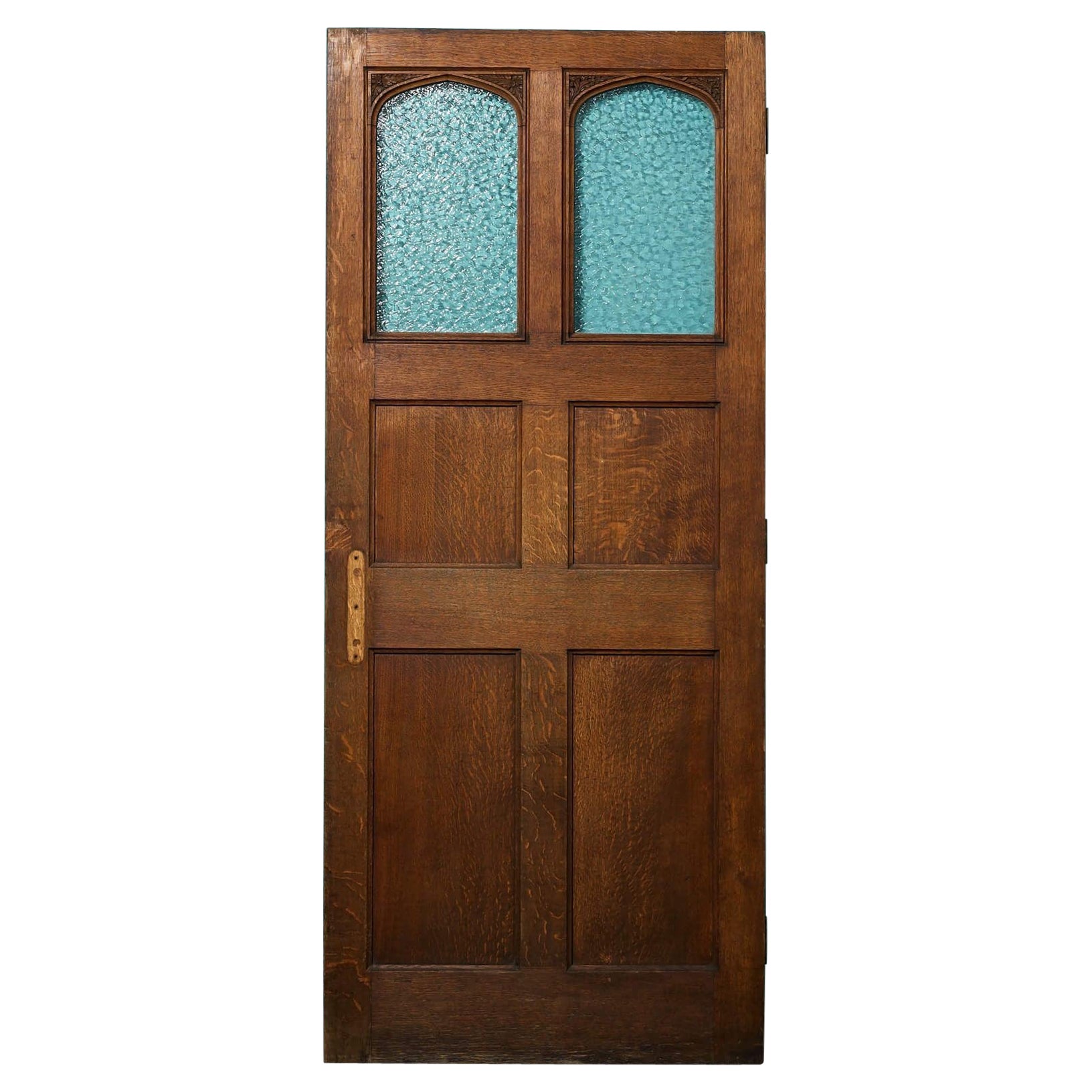 Grande porta vittoriana a pannelli in Oak con vetri oscurati in vendita