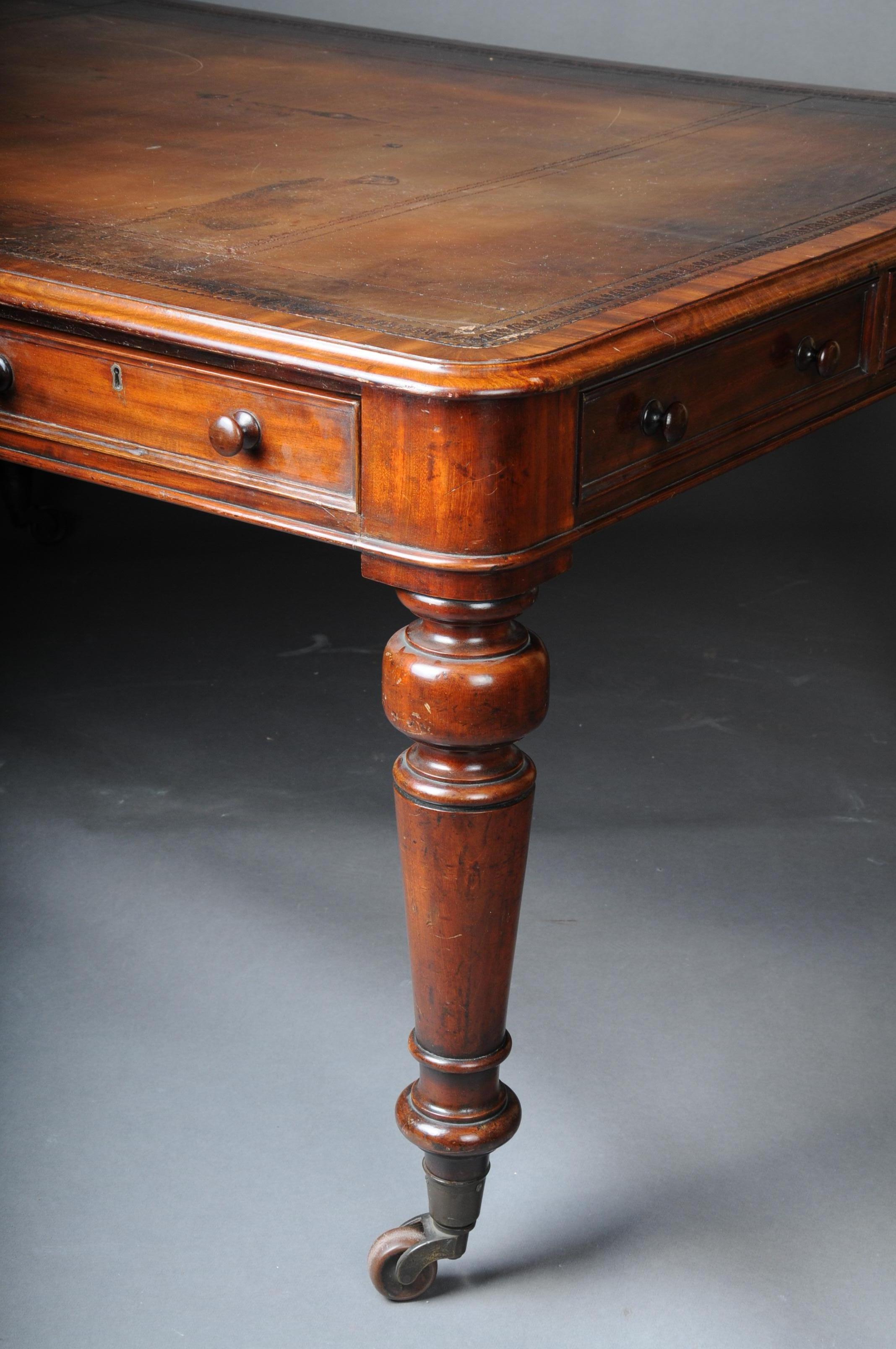 Large Victorian Partner Desk, England, 19th Century 10