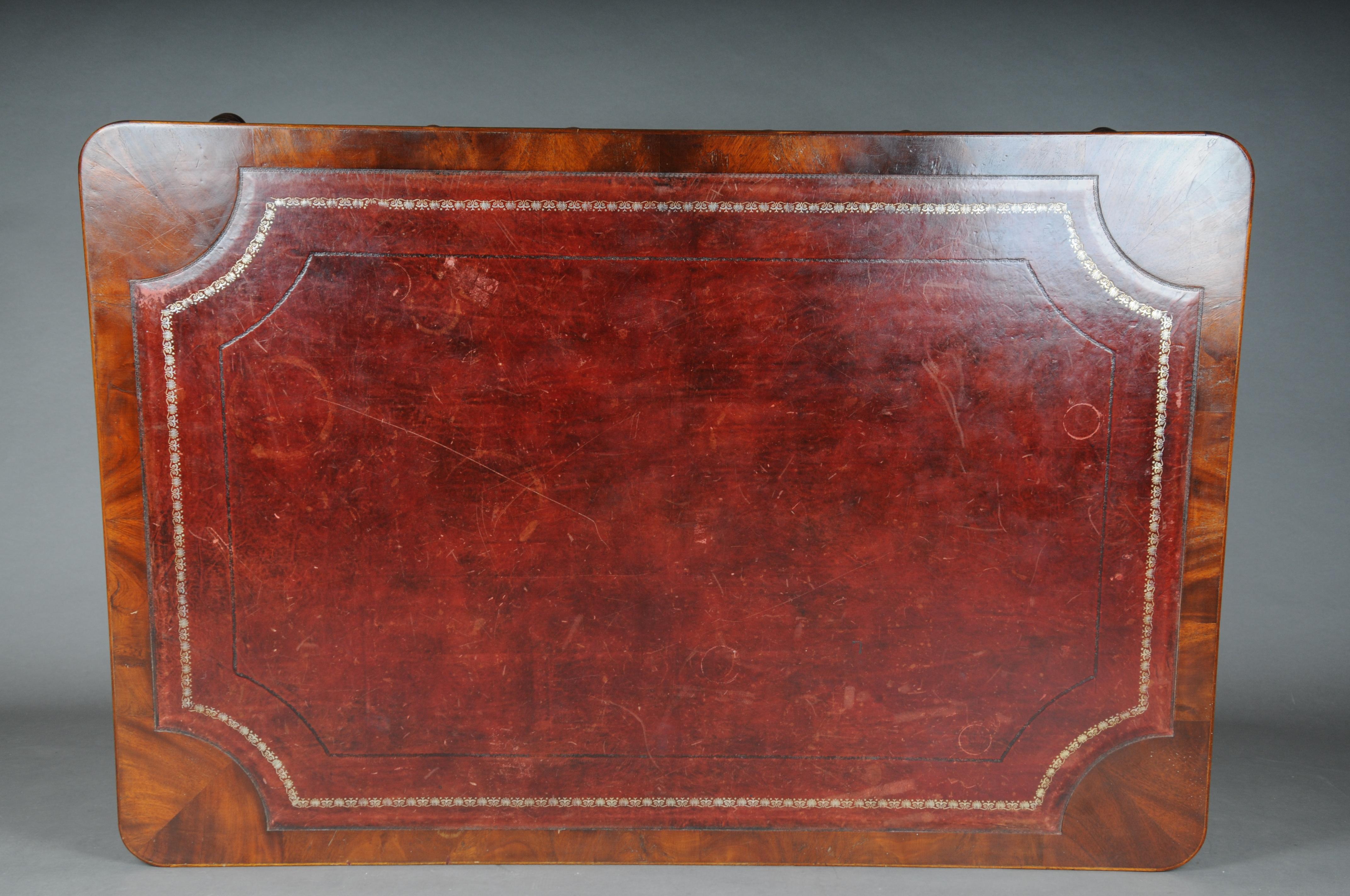 Large Victorian Partner Desk, England, 19th Century, Mahogany with Leather For Sale 9