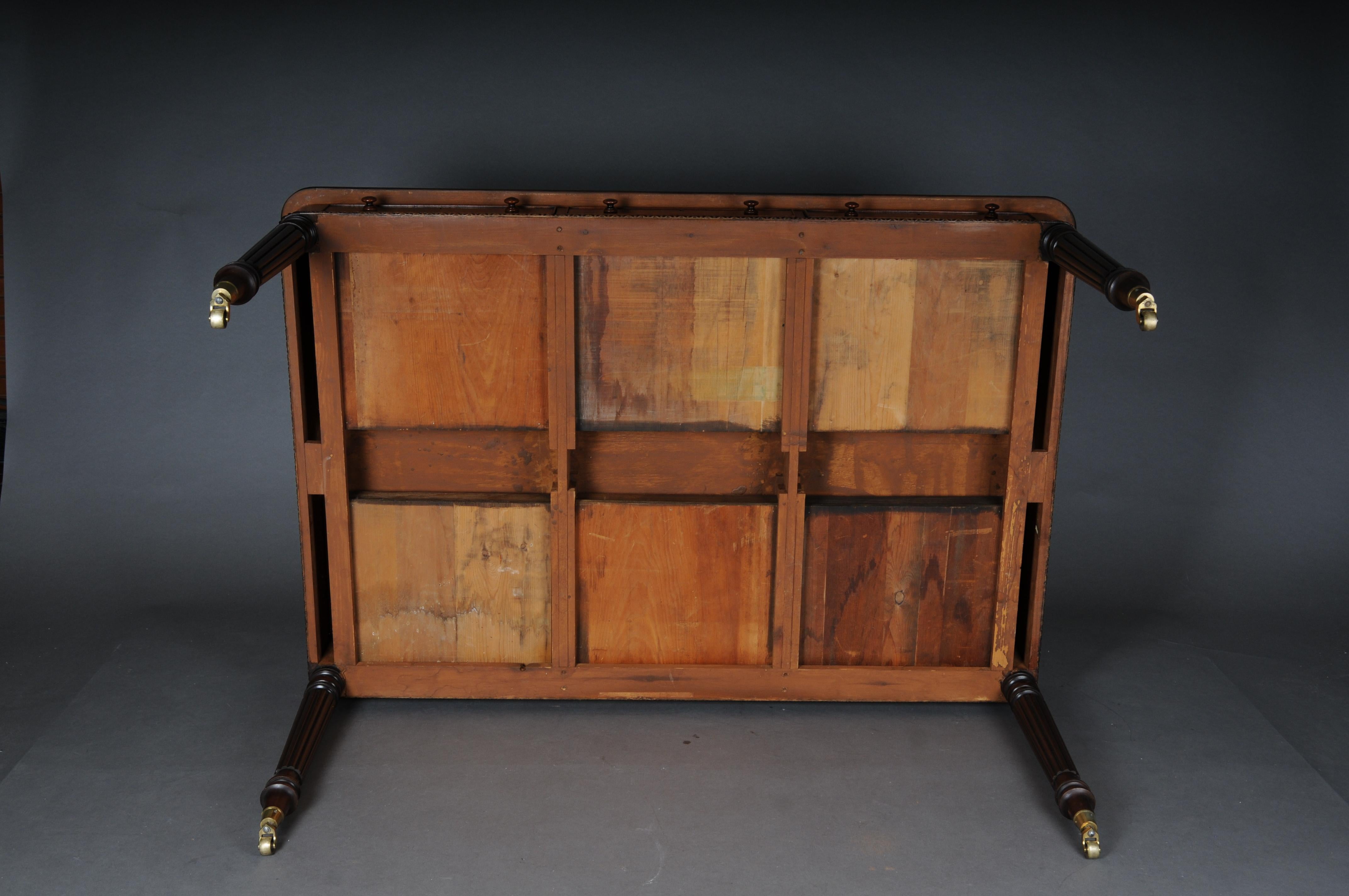 Large Victorian Partner Desk, England, 19th Century, Mahogany with Leather For Sale 15