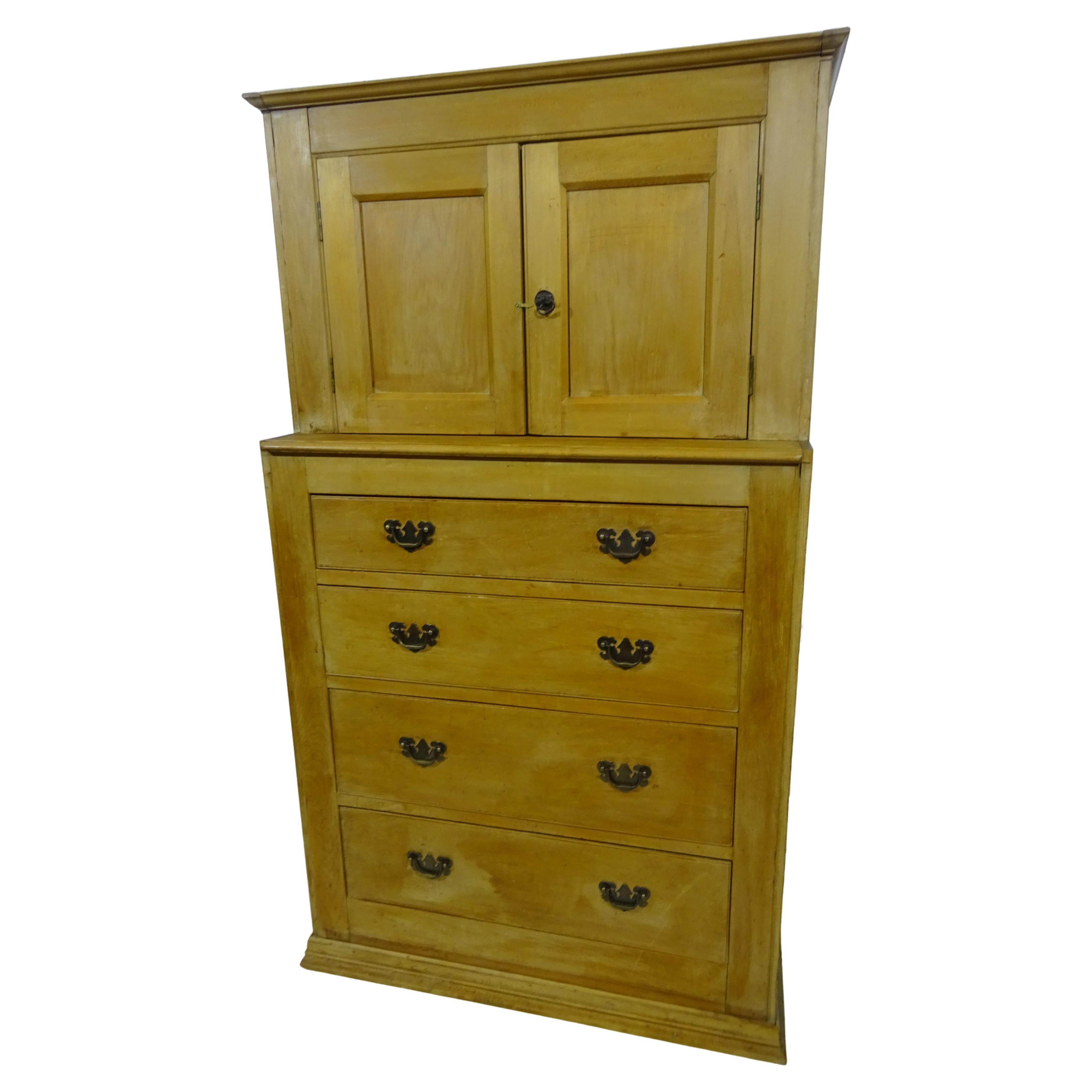 Large Victorian Pitch Pine Desk, Leather Top Barristers Desk by Heal