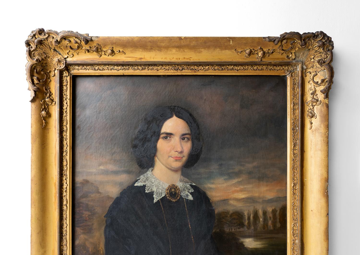 Large Victorian Portrait Of A West Country Woman In A Dramatic Landscape, 19th C For Sale 8