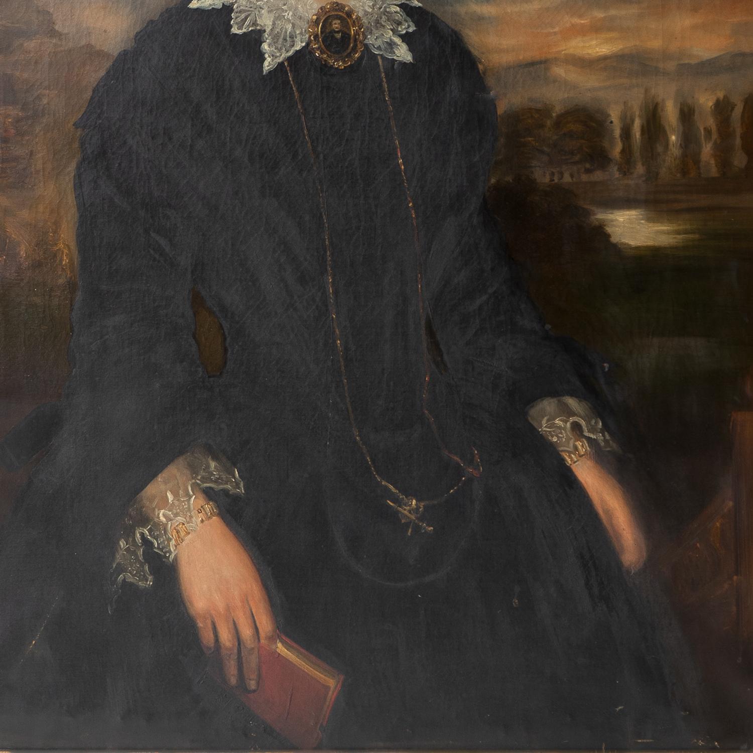 Großes viktorianisches Porträt einer Frau aus dem Westen in einer dramatischen Landschaft, 19. Jahrhundert im Angebot 1
