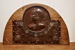 Large Victorian Queen’s Head Copper Wall Plaque
