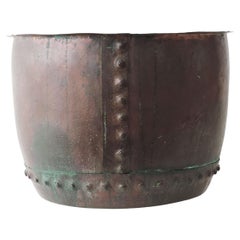 Antique Large Victorian Riveted Copper Boiler, England 1880s