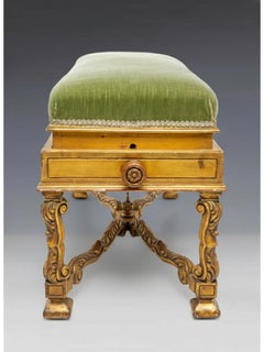 Large Victorian Rococo Revival Adjustable Piano Stool