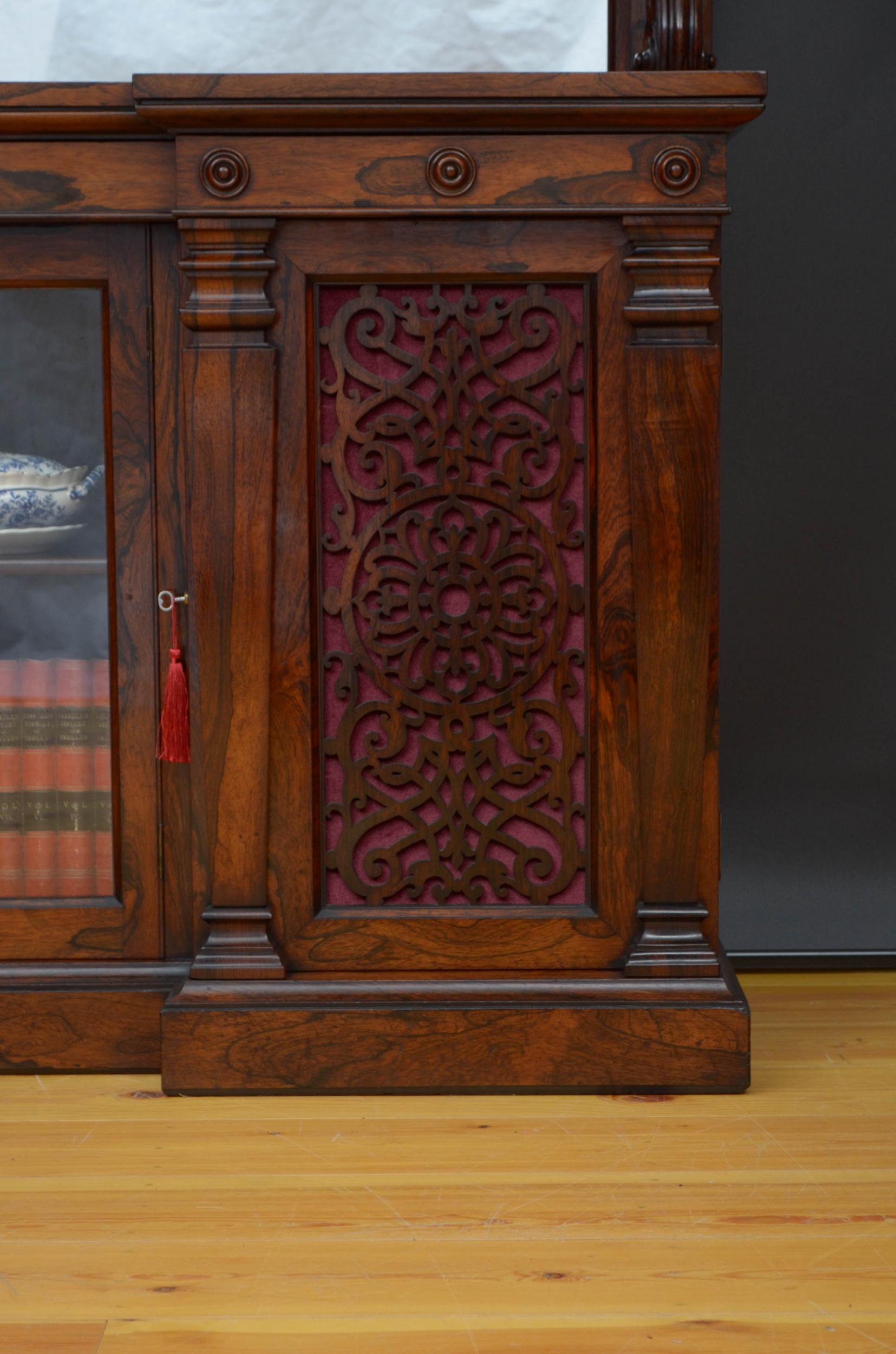 Large Victorian Rosewood Sideboard / Bookcase 8
