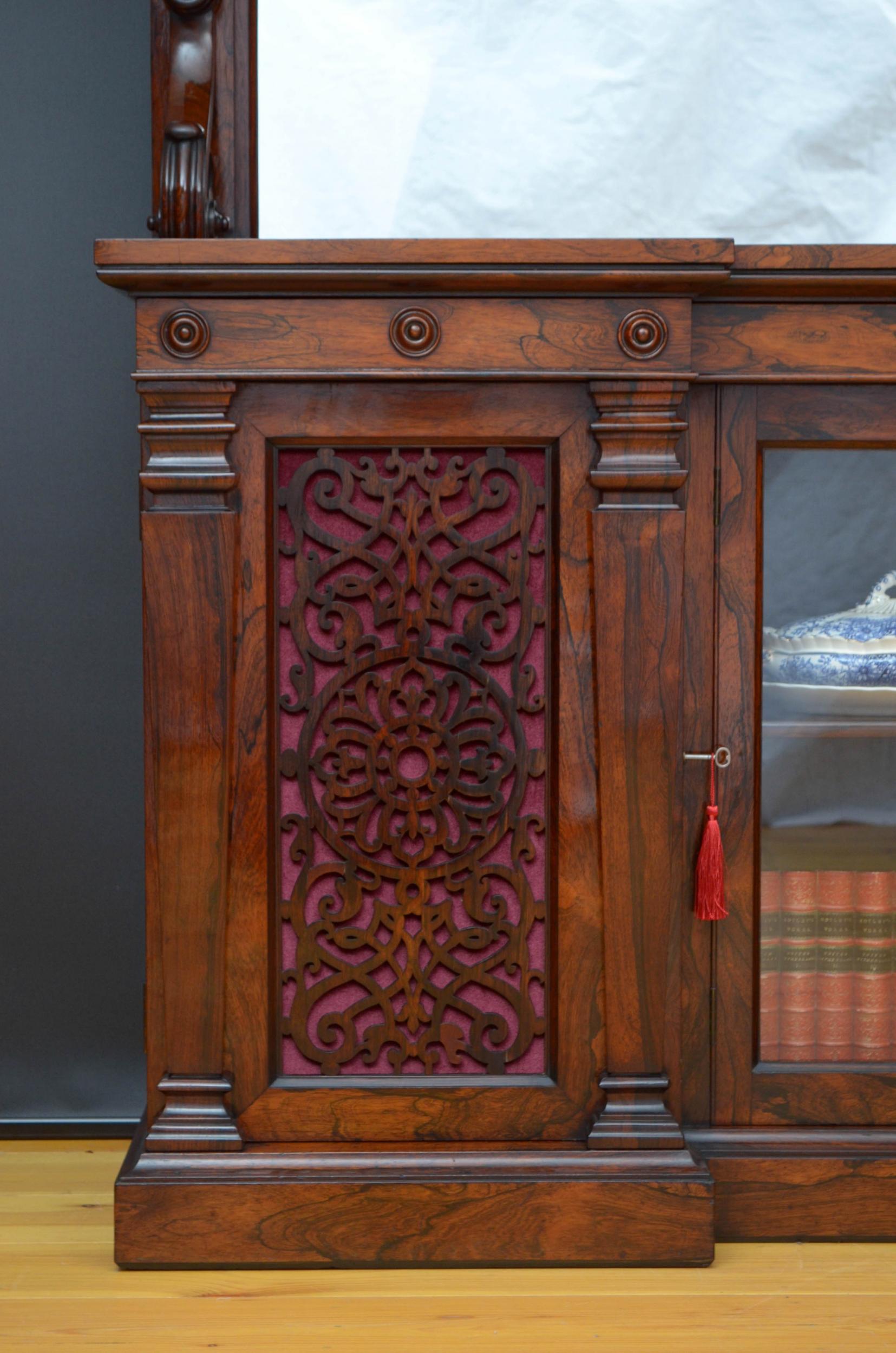 Large Victorian Rosewood Sideboard / Bookcase 3