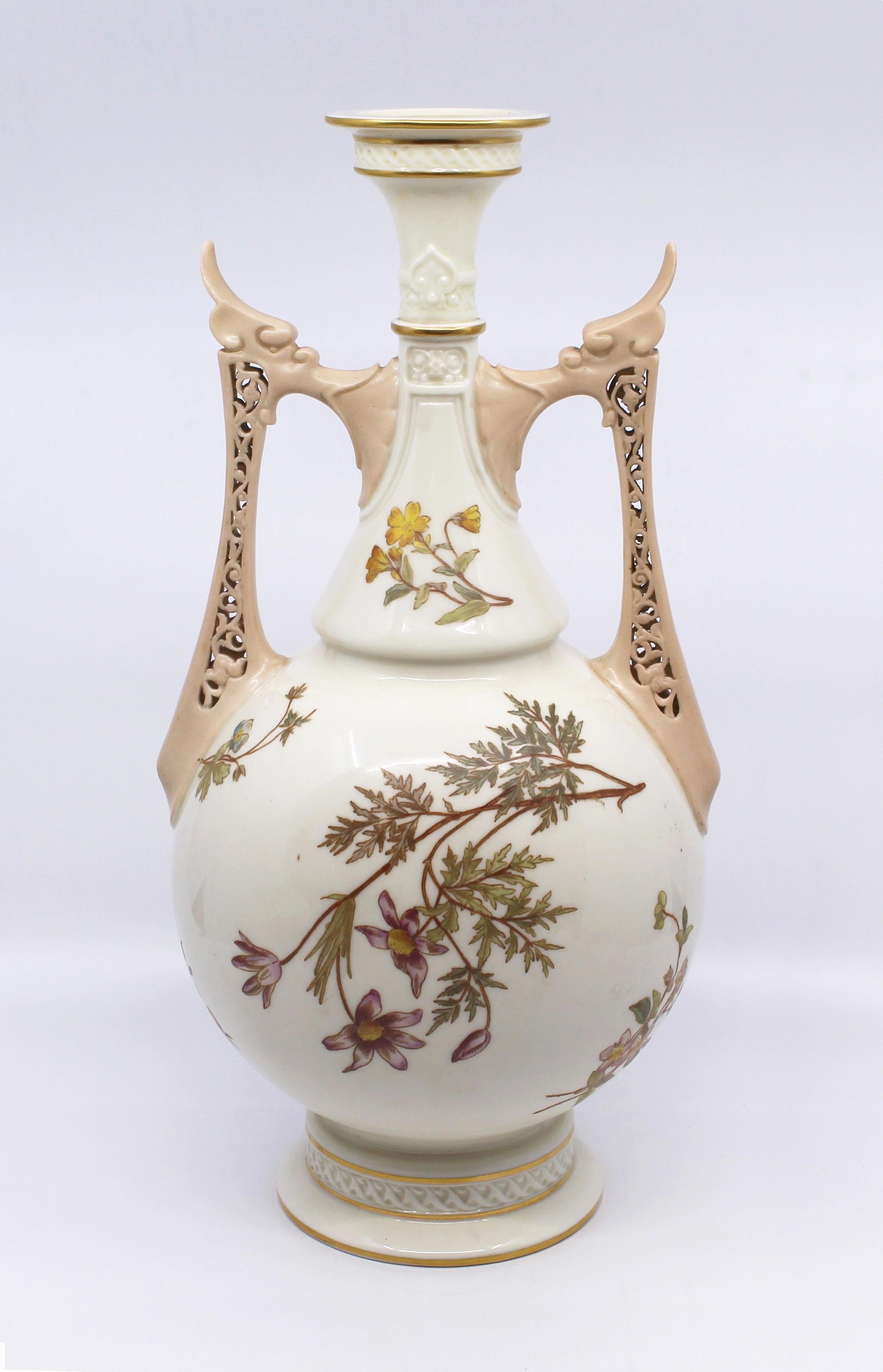 19th Century Large Victorian Royal Worcester Two Handled Vase, 1071 For Sale