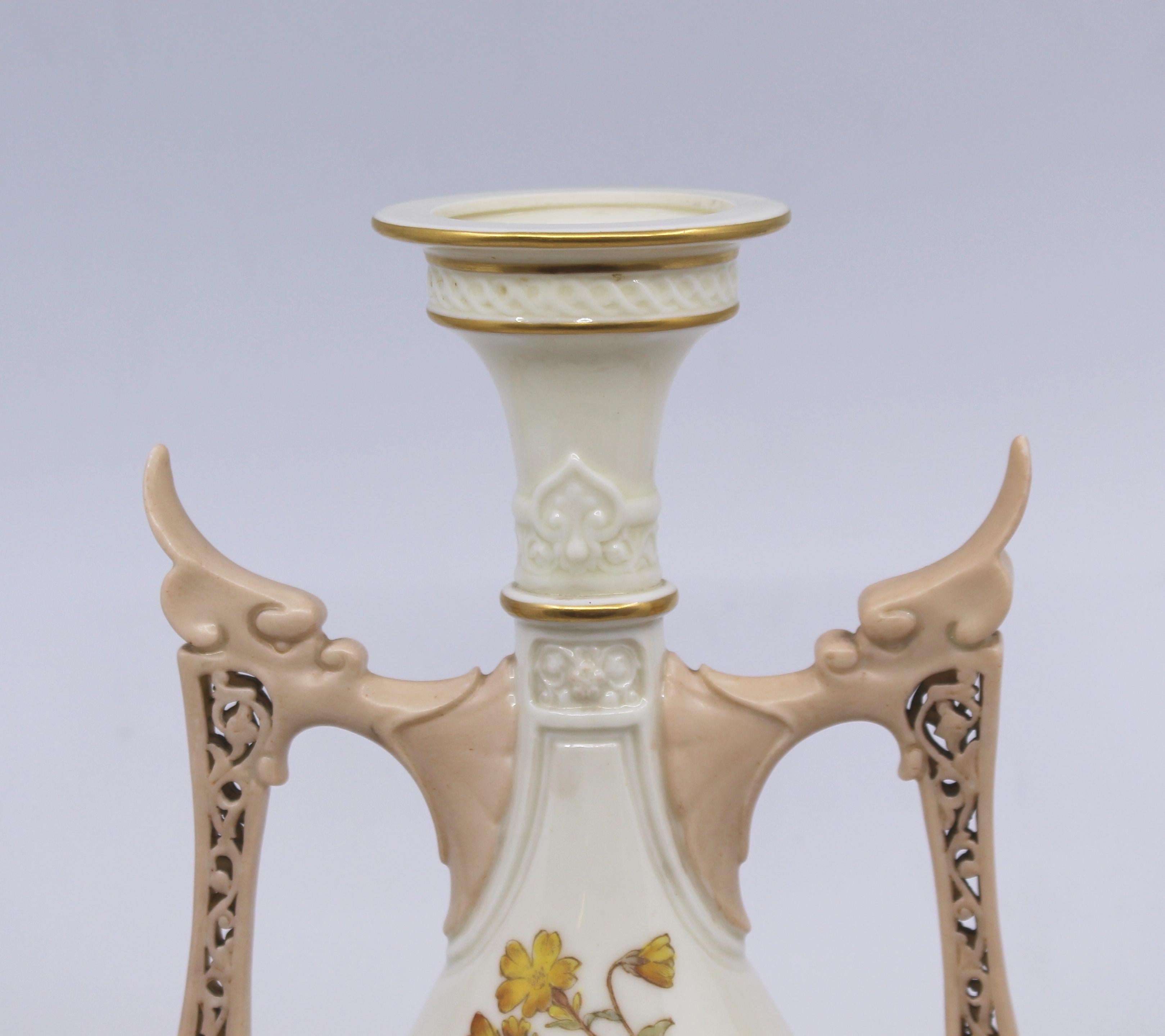 Porcelain Large Victorian Royal Worcester Two Handled Vase, 1071 For Sale