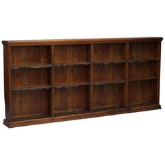 Large Victorian School Oak & Hardwood Bookcase Original Subject Plates & Leather