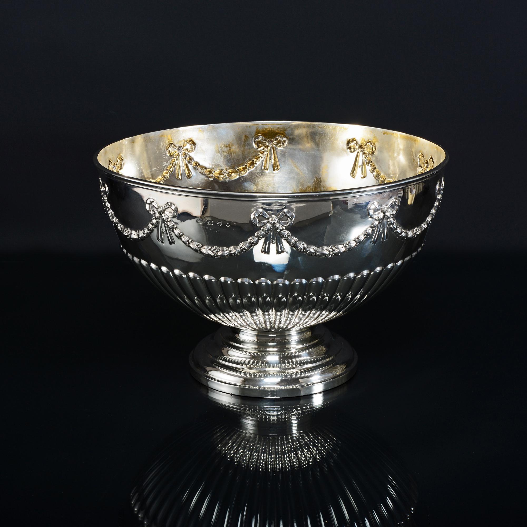 English Large Victorian silver punch bowl