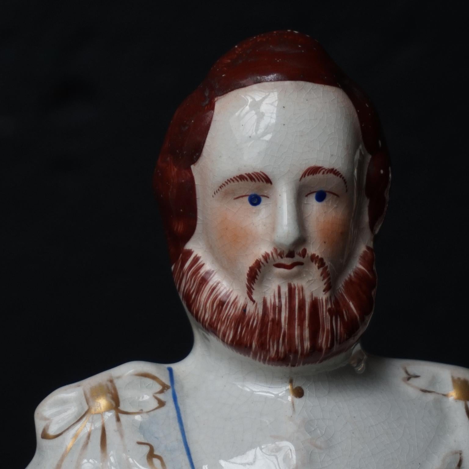 Ceramic Large Victorian Staffordshire Figurines of Queen Victoria and Prince Albert