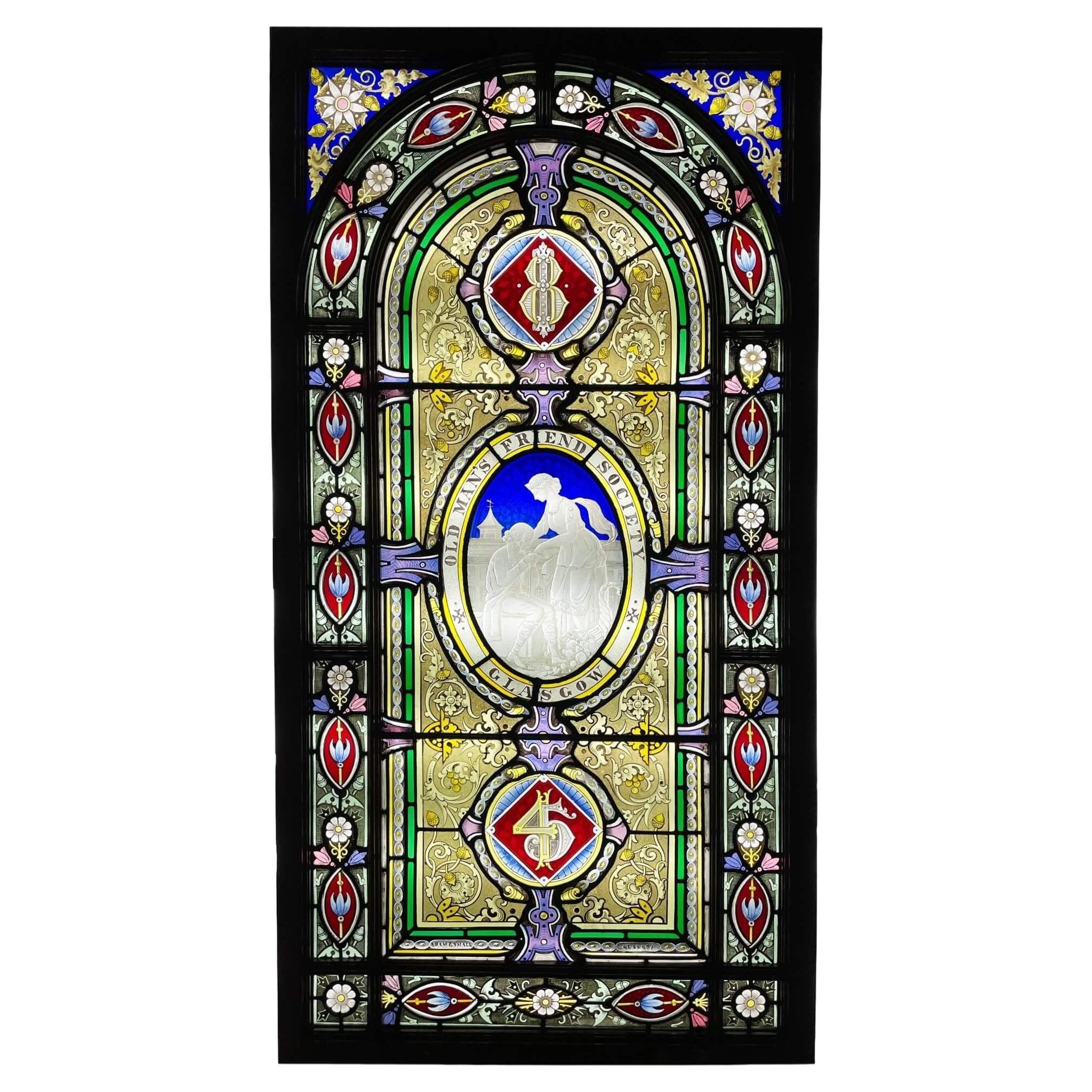 Large Victorian Stained Glass Window by Adam & Small For Sale