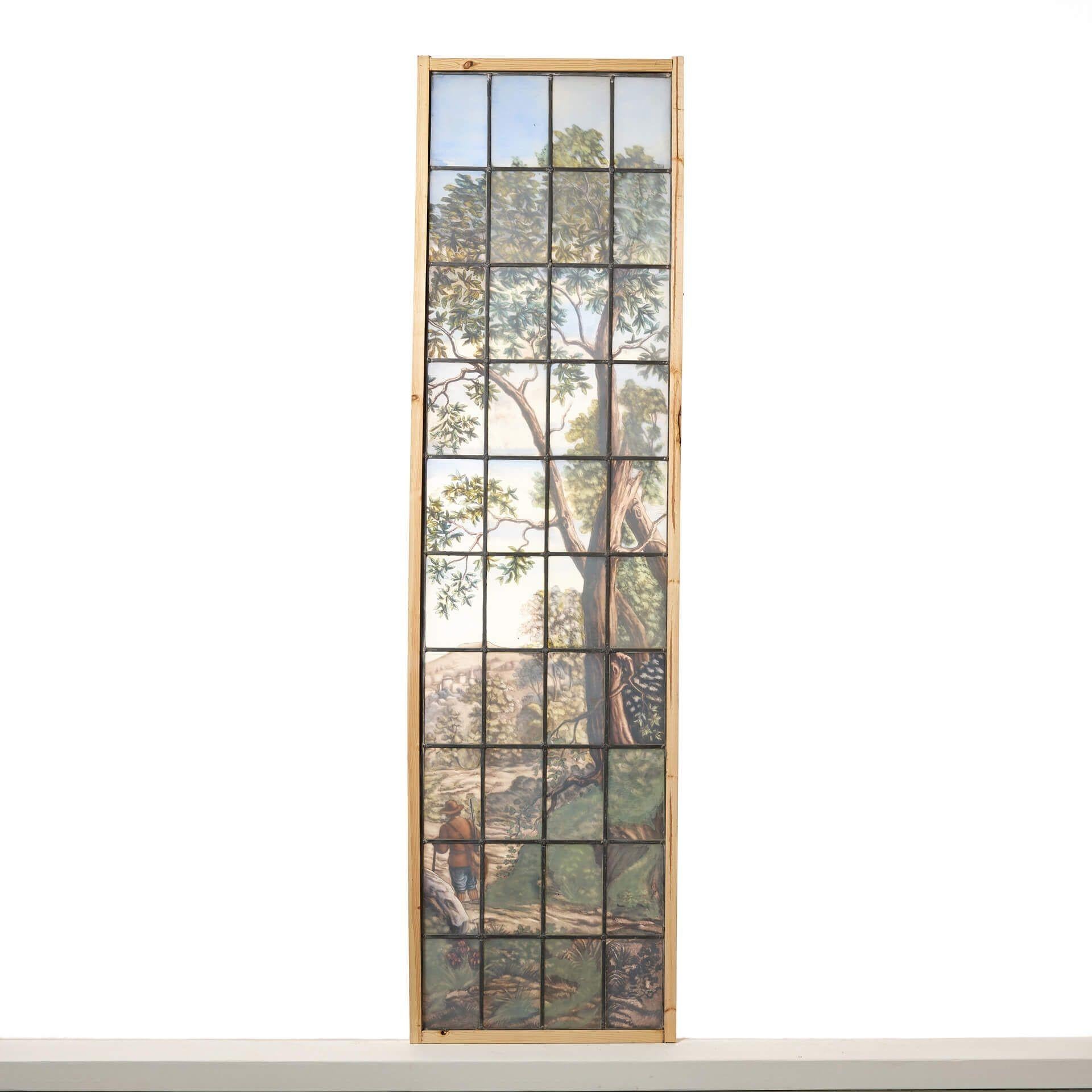 Grande vetrata vittoriana raffigurante una scena di campagna In condizioni discrete in vendita a Wormelow, Herefordshire