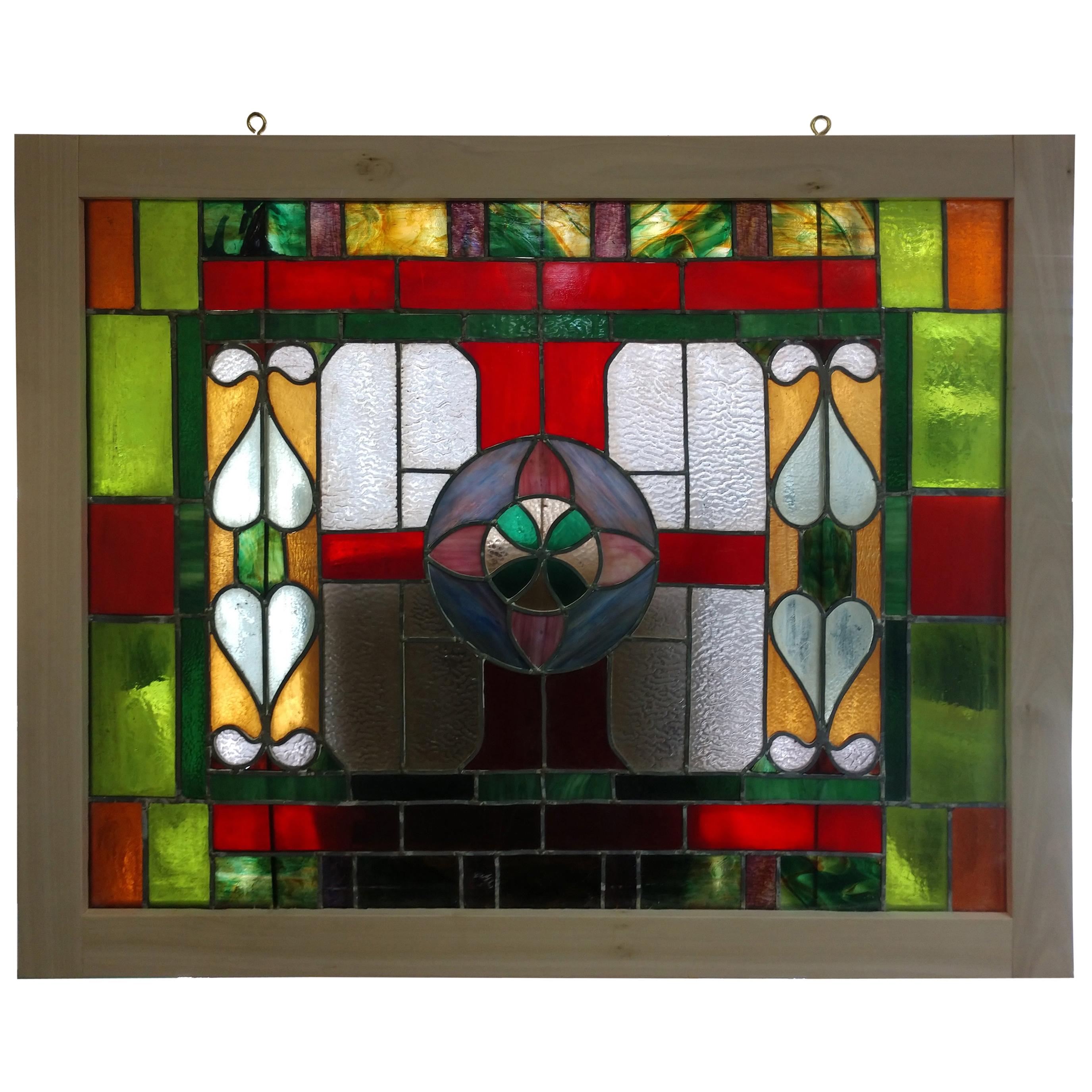 Large Victorian Stained and Textured Glass Window at 1stDibs