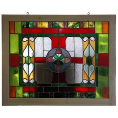 Large Victorian Stained and Textured Glass Window