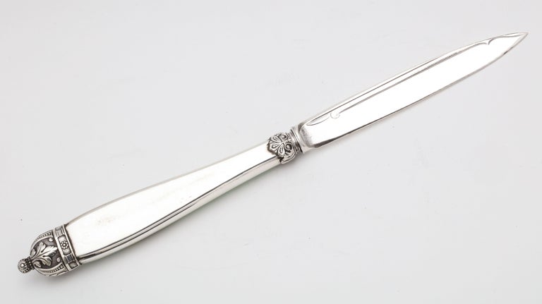 Large Victorian Sterling Silver and Light Green Guilloche Enamel-Letter Opener For Sale 5