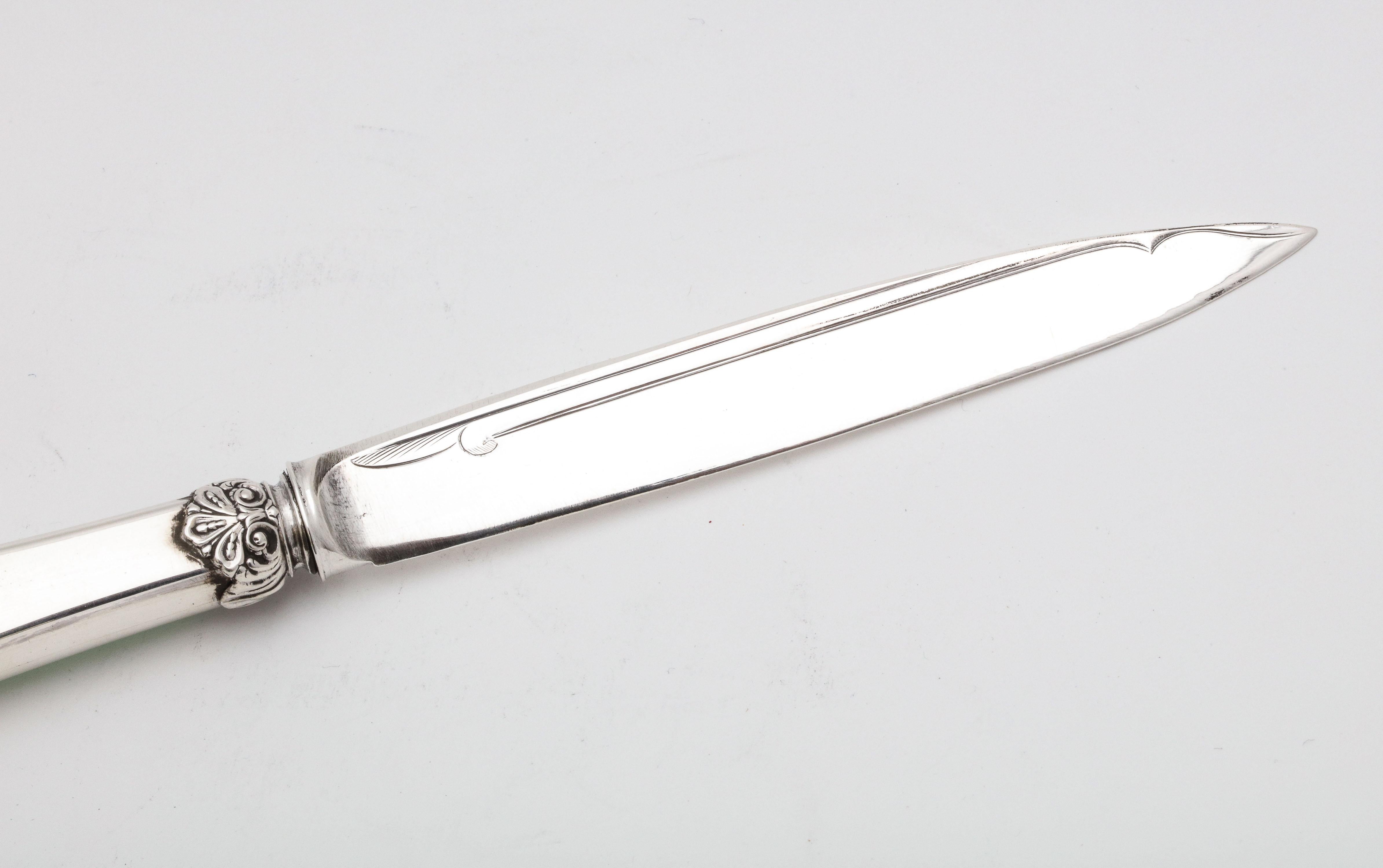 Large Victorian Sterling Silver and Light Green Guilloche Enamel-Letter Opener For Sale 6