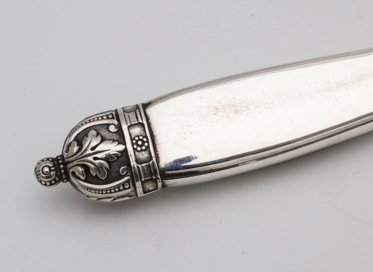 Large Victorian Sterling Silver and Light Green Guilloche Enamel-Letter Opener For Sale 8
