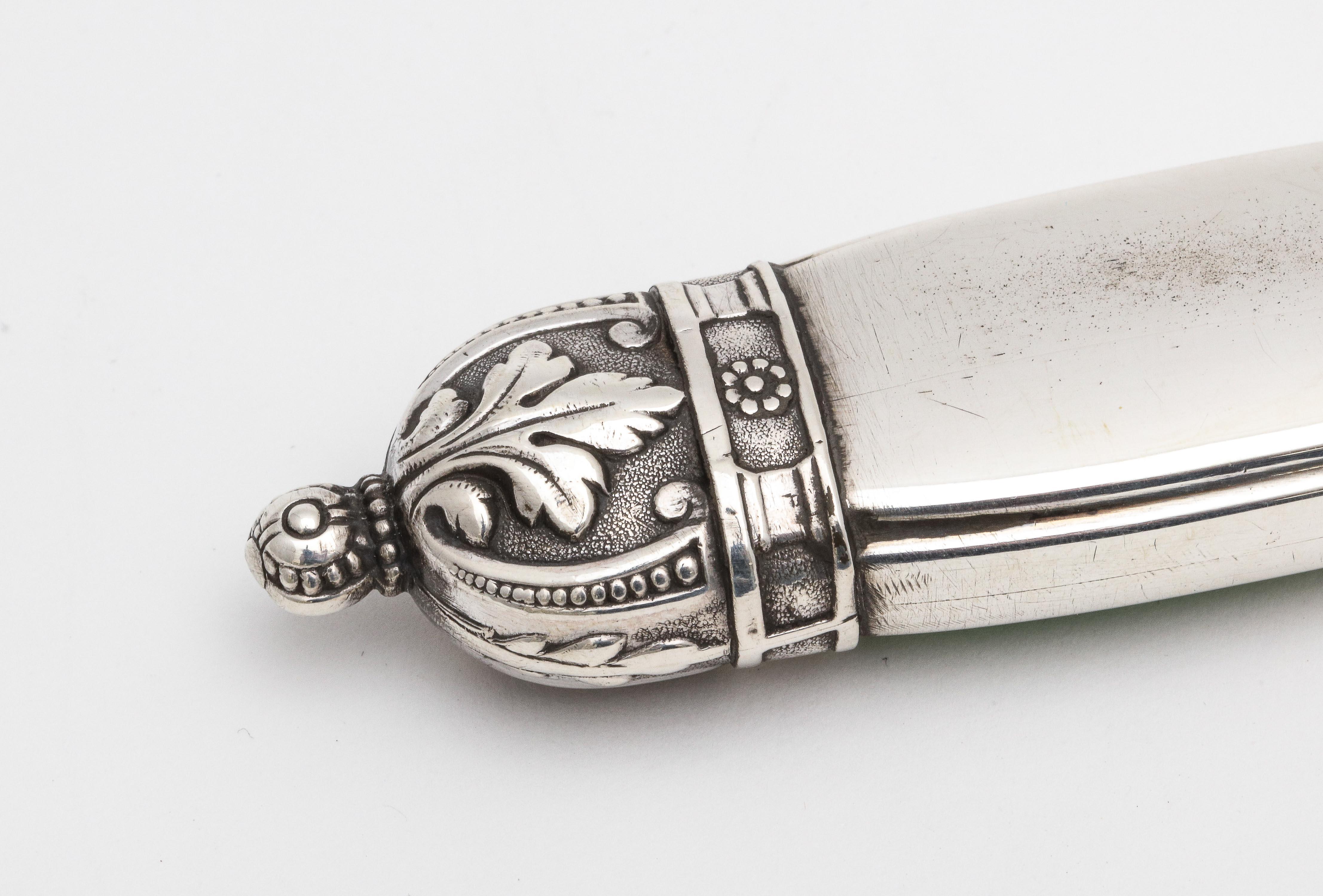 Large Victorian Sterling Silver and Light Green Guilloche Enamel-Letter Opener 2
