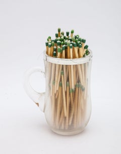 Large Victorian Sterling Silver-Mounted Threaded Crystal Cup-Form Match Striker