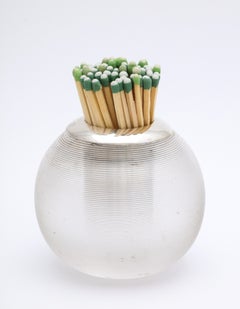 Large Victorian Sterling Silver-Mounted Threaded Crystal Match Striker