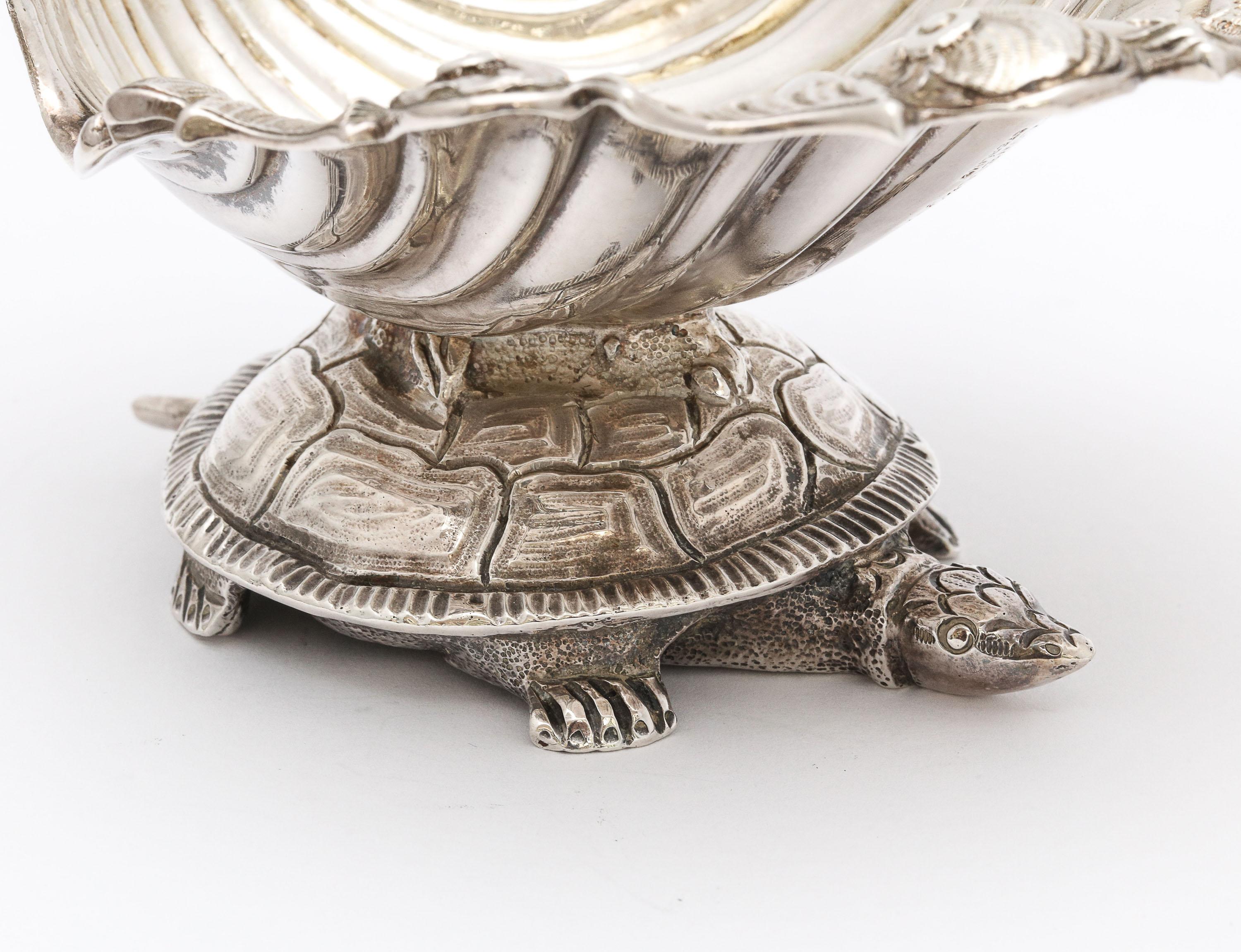 Large Victorian Sterling Silver Turtle with Seashell Salt Cellar, J.E. Caldwell For Sale 12