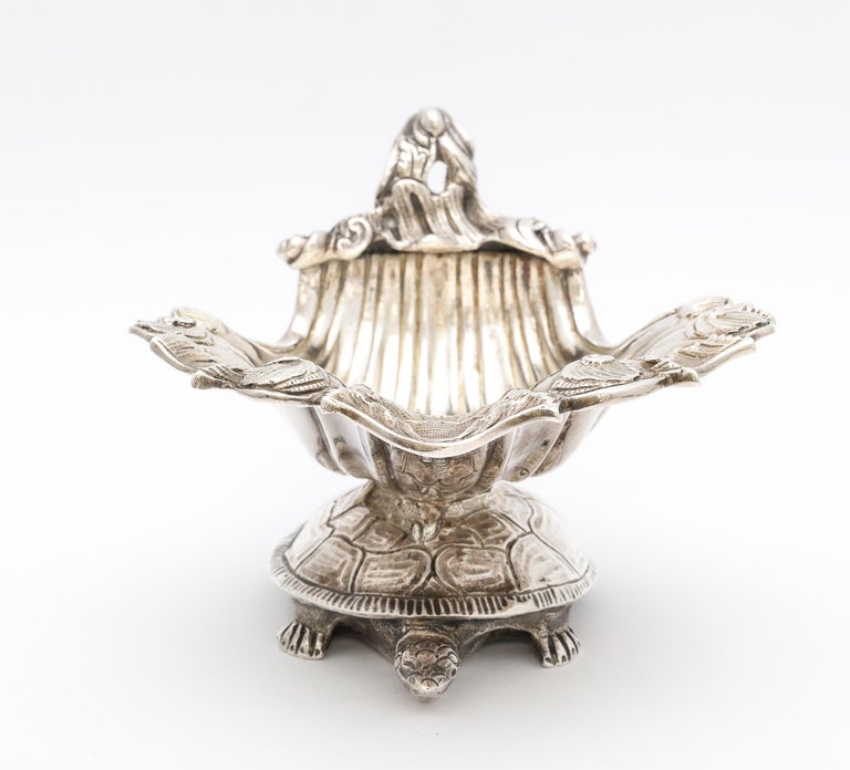 Large Victorian Sterling Silver Turtle with Seashell Salt Cellar, J.E. Caldwell For Sale 13