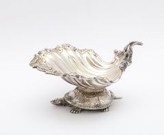 Large Victorian Sterling Silver Turtle with Seashell Salt Cellar, J.E. Caldwell