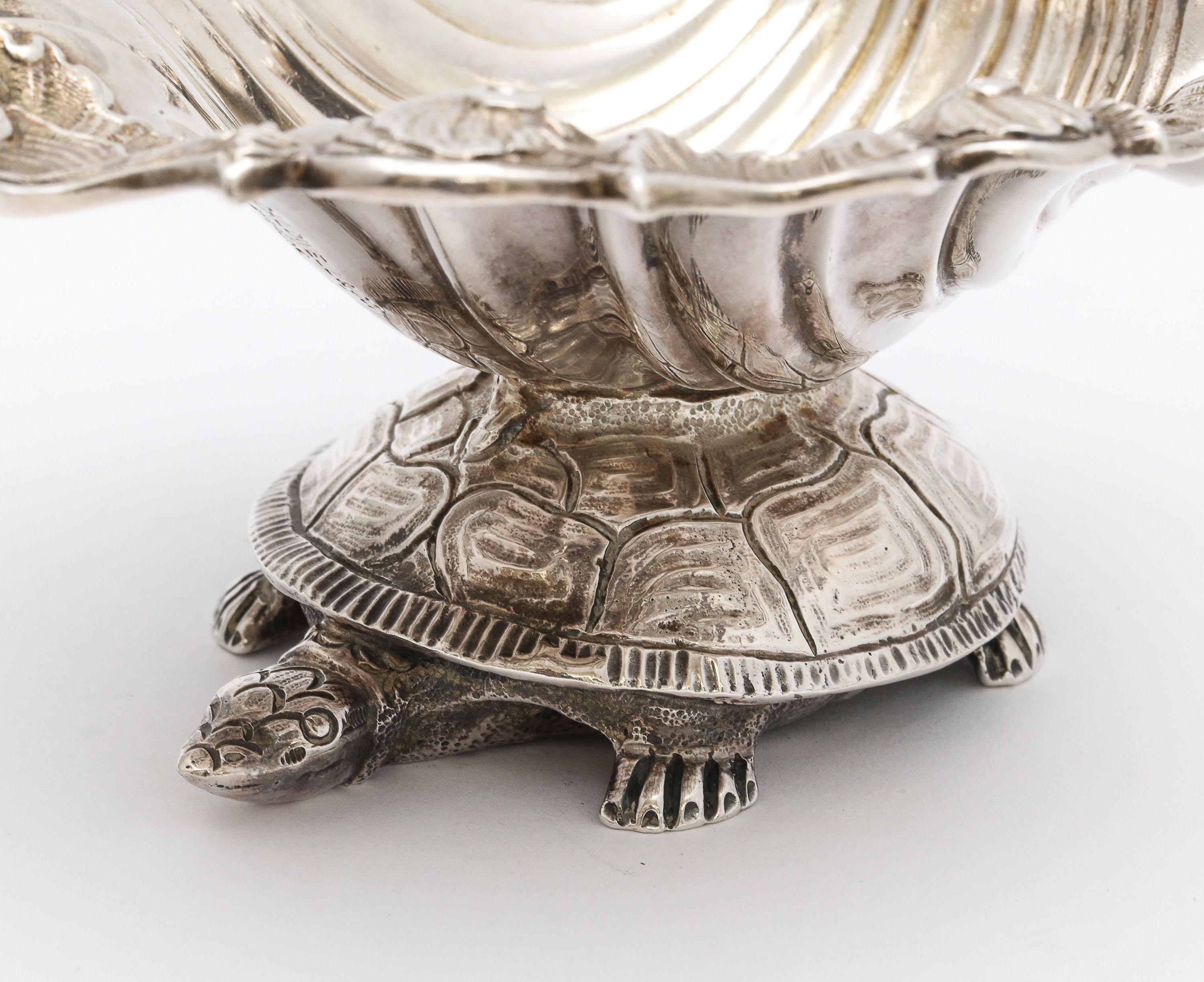 Large Victorian Sterling Silver Turtle with Seashell Salt Cellar, J.E. Caldwell For Sale 15