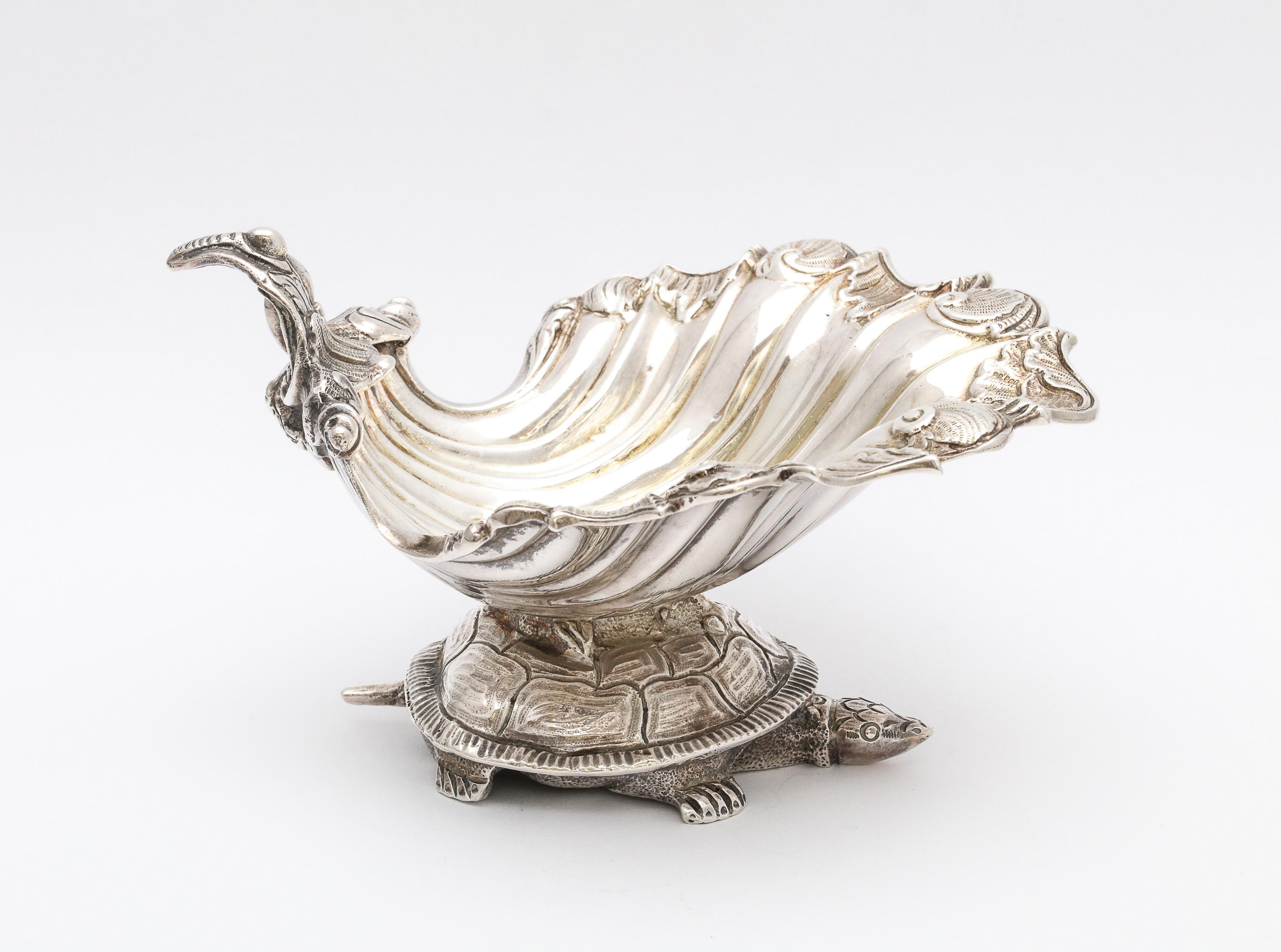 Large Victorian Sterling Silver Turtle with Seashell Salt Cellar, J.E. Caldwell For Sale 2