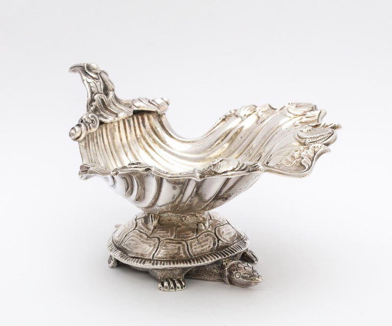 Large Victorian Sterling Silver Turtle with Seashell Salt Cellar, J.E. Caldwell For Sale 3