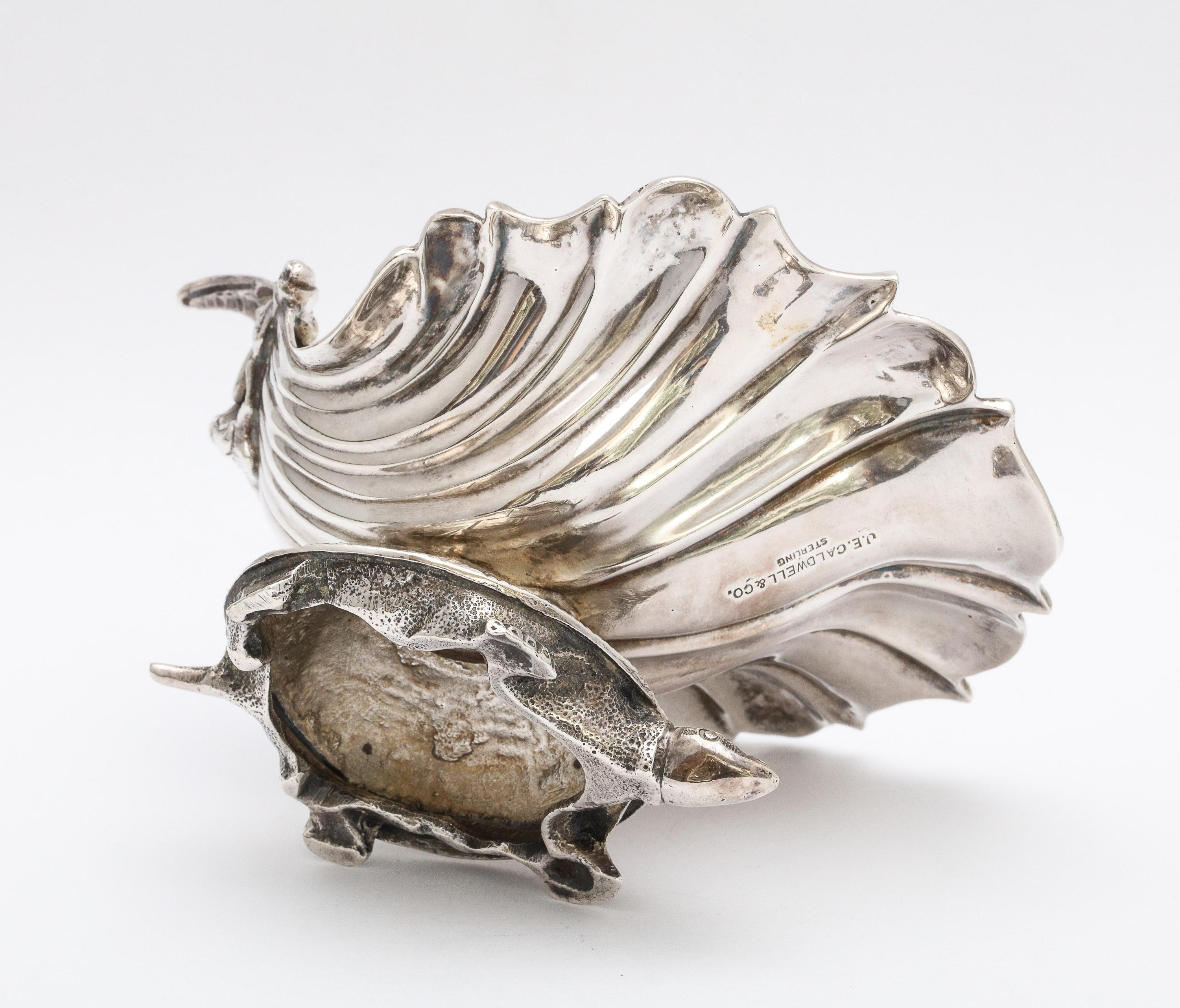 Large Victorian Sterling Silver Turtle with Seashell Salt Cellar, J.E. Caldwell For Sale 4