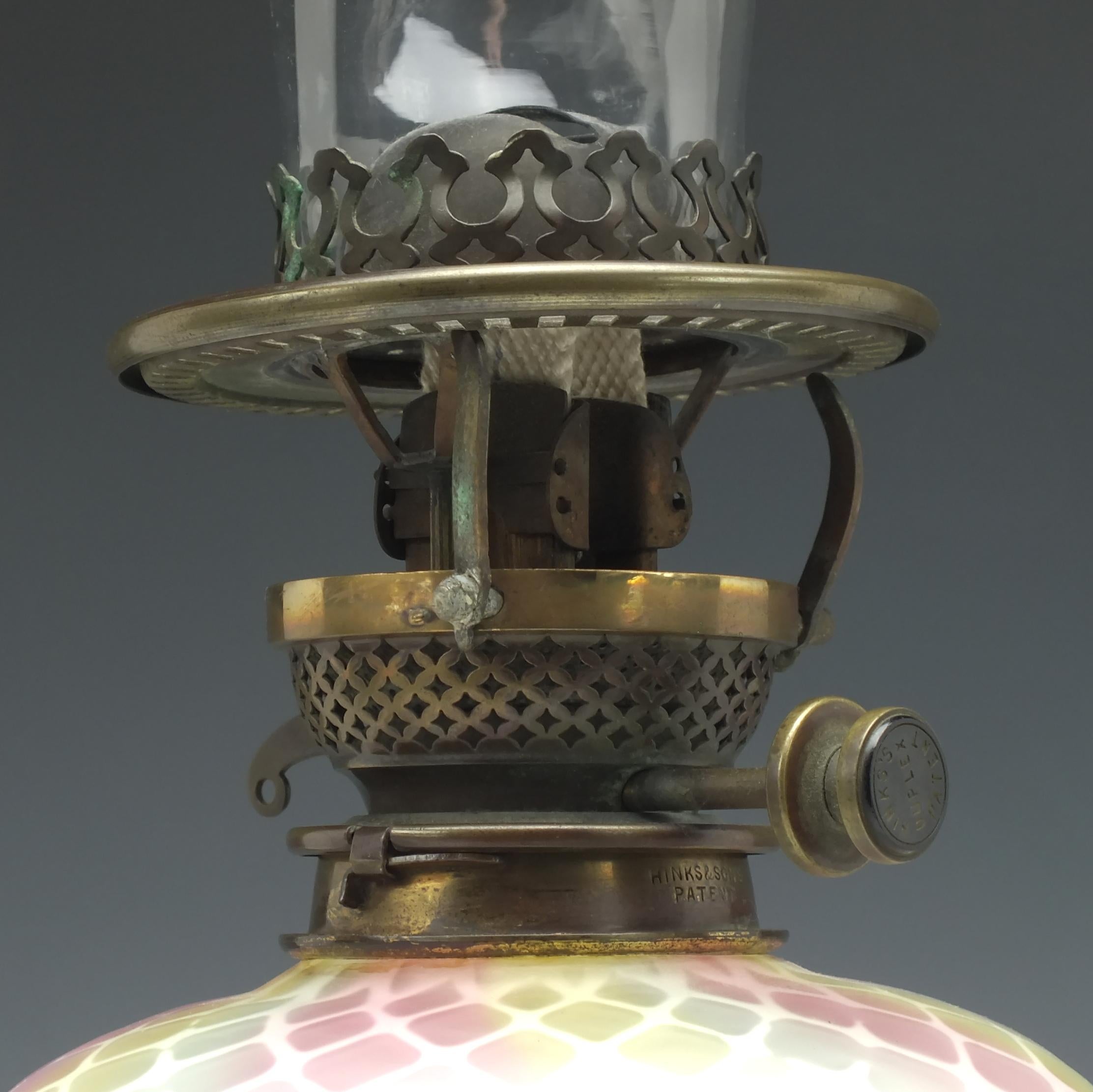 19th Century Large Victorian Stevens & Williams Duplex Oil Lamp, circa 1880