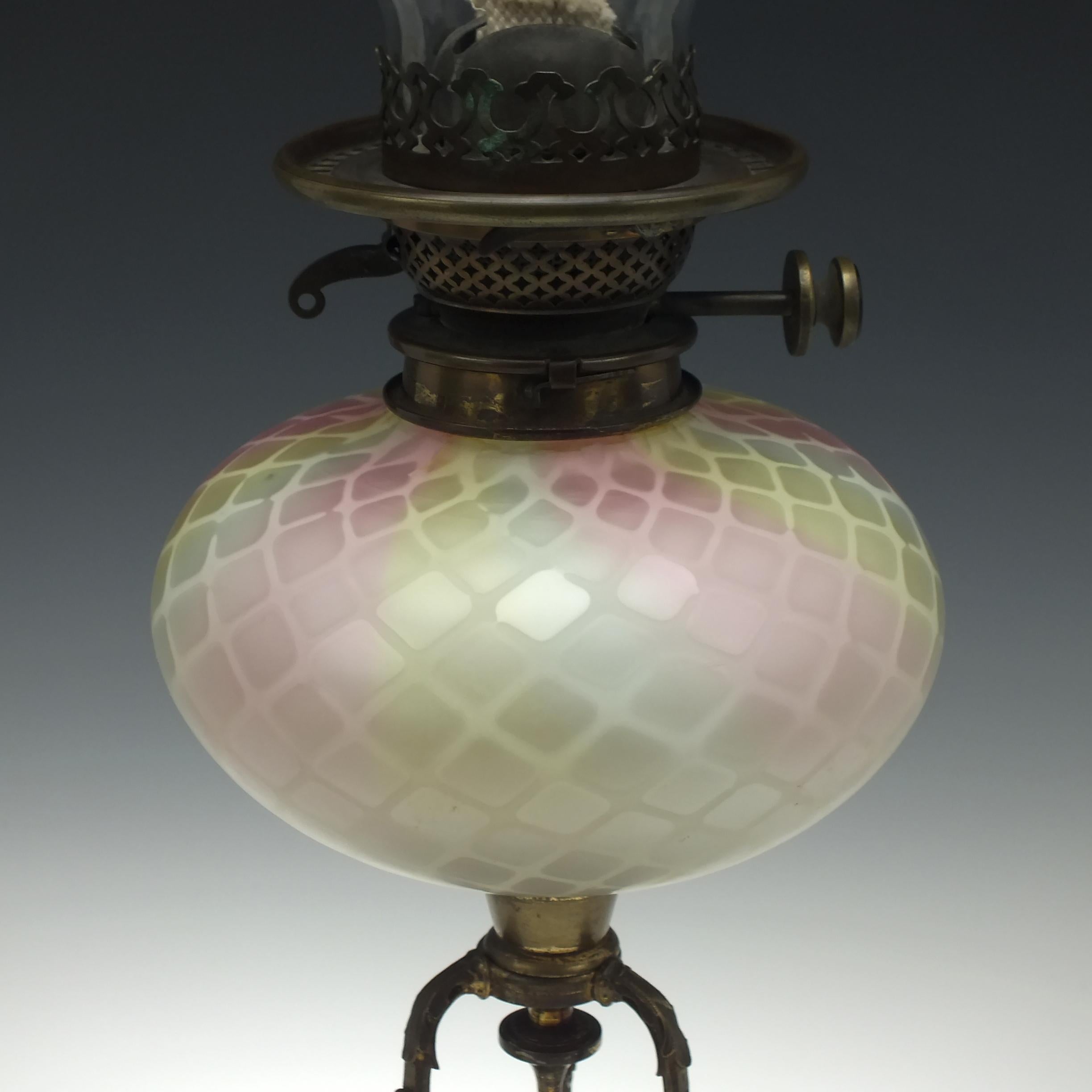 Large Victorian Stevens & Williams Duplex Oil Lamp, circa 1880 1