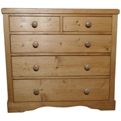 Large Victorian Stripped Pine Chest of Drawers
