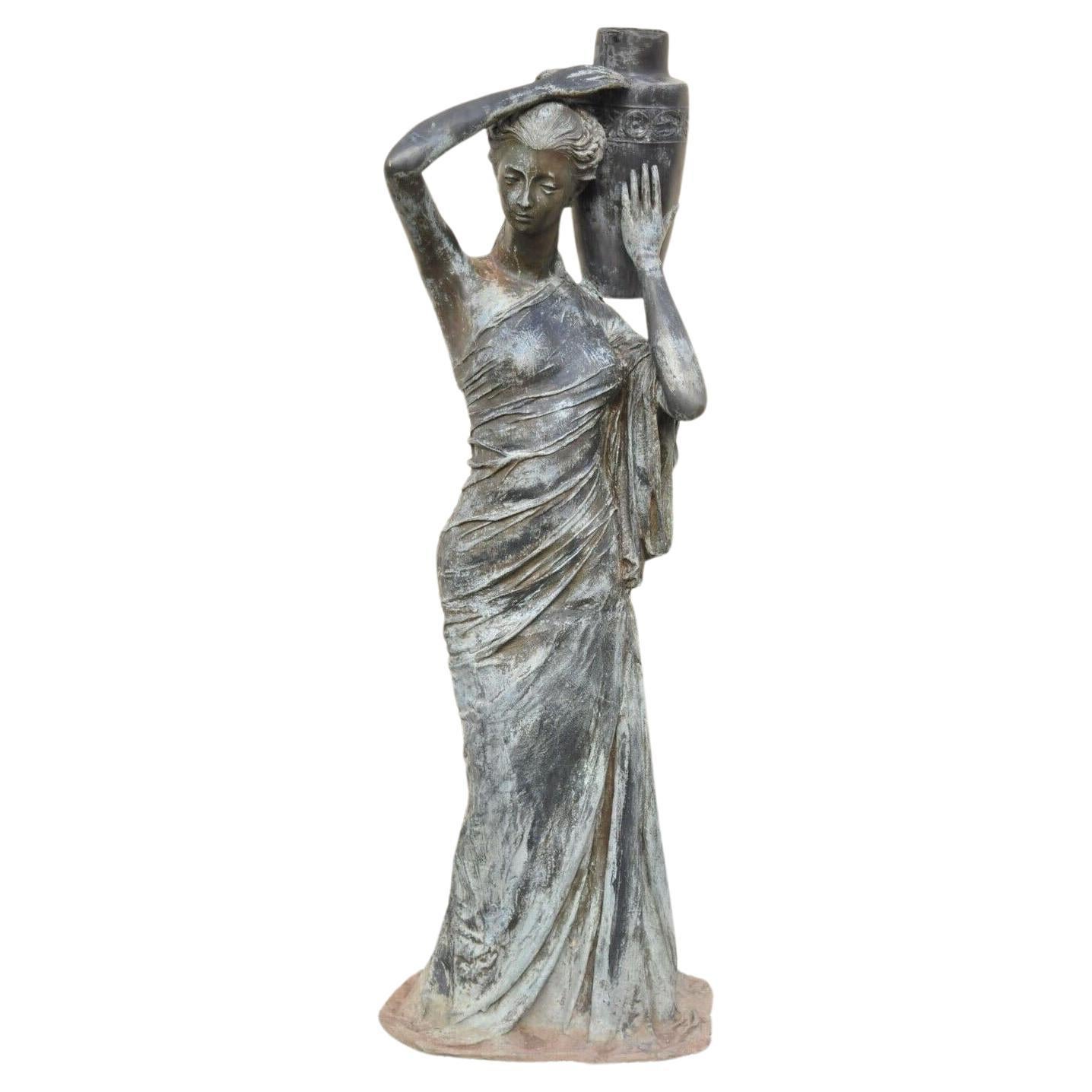Large Victorian Style Bronze Garden Water Fountain Dione The Divine Goddess For Sale