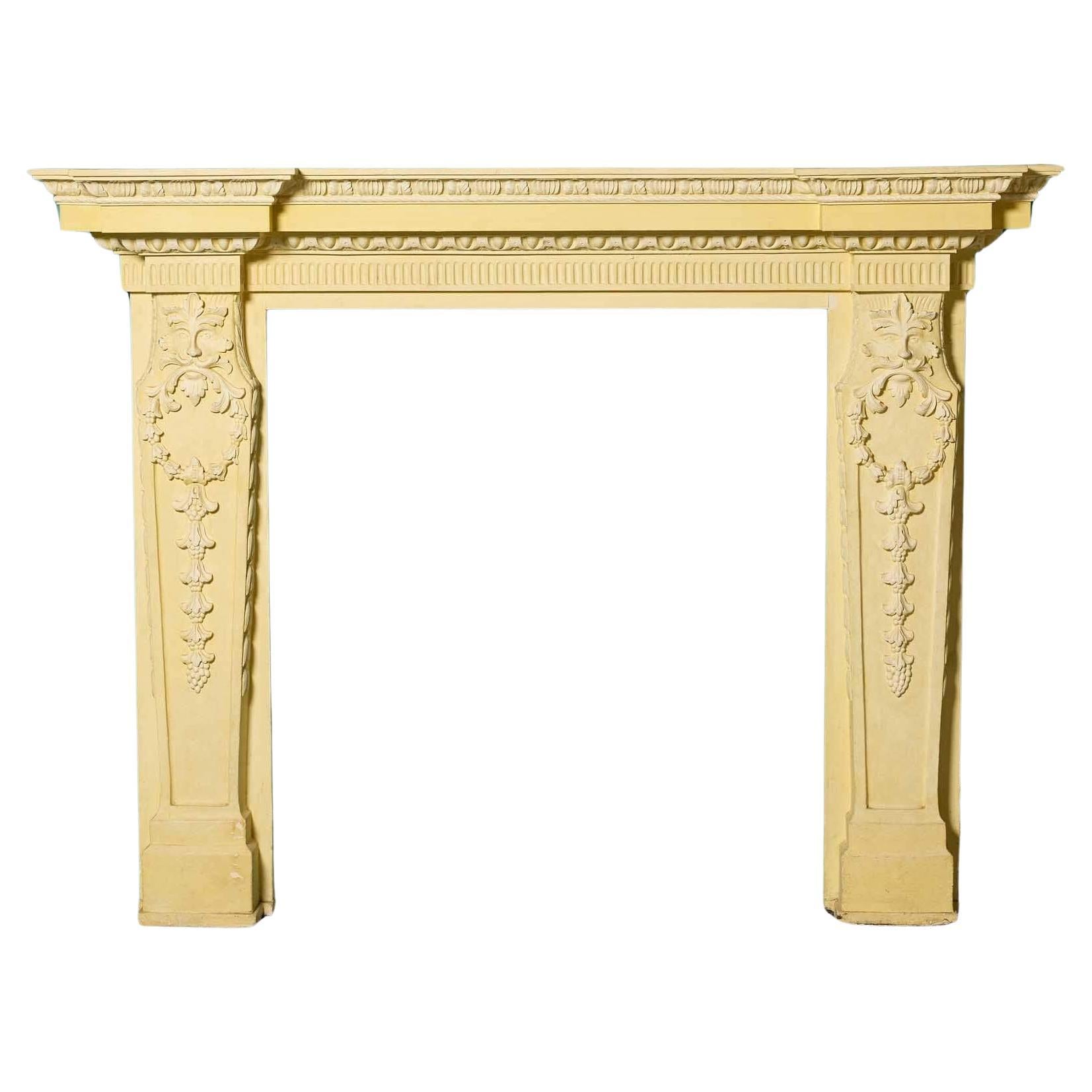 Large Victorian Style Carved Fire Mantel