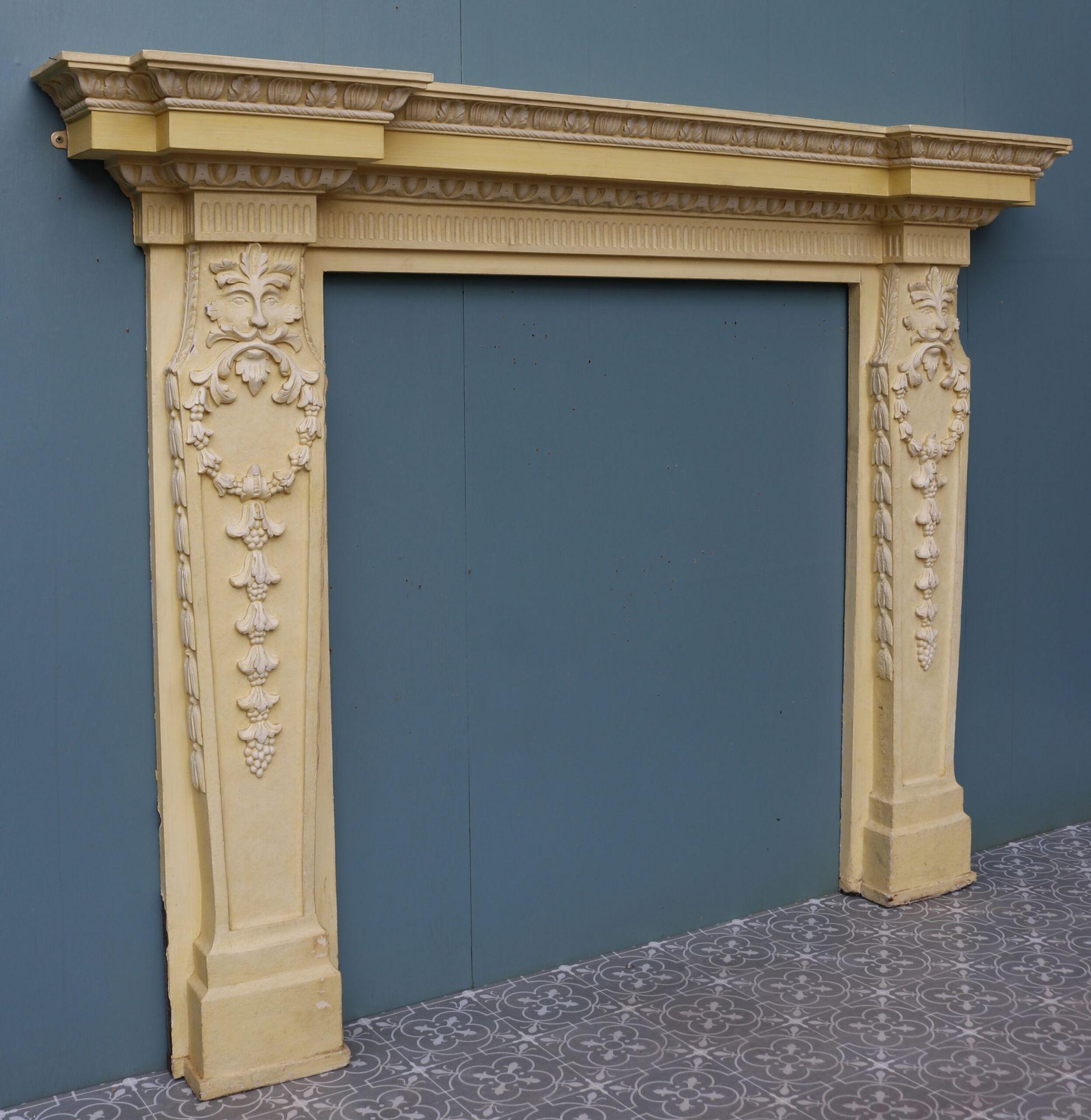 English Large Victorian Style Carved Fireplace