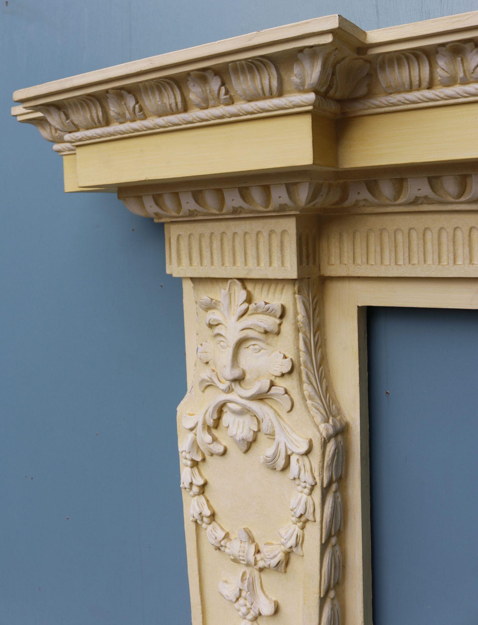 Large Victorian Style Carved Fireplace In Fair Condition For Sale In Wormelow, Herefordshire
