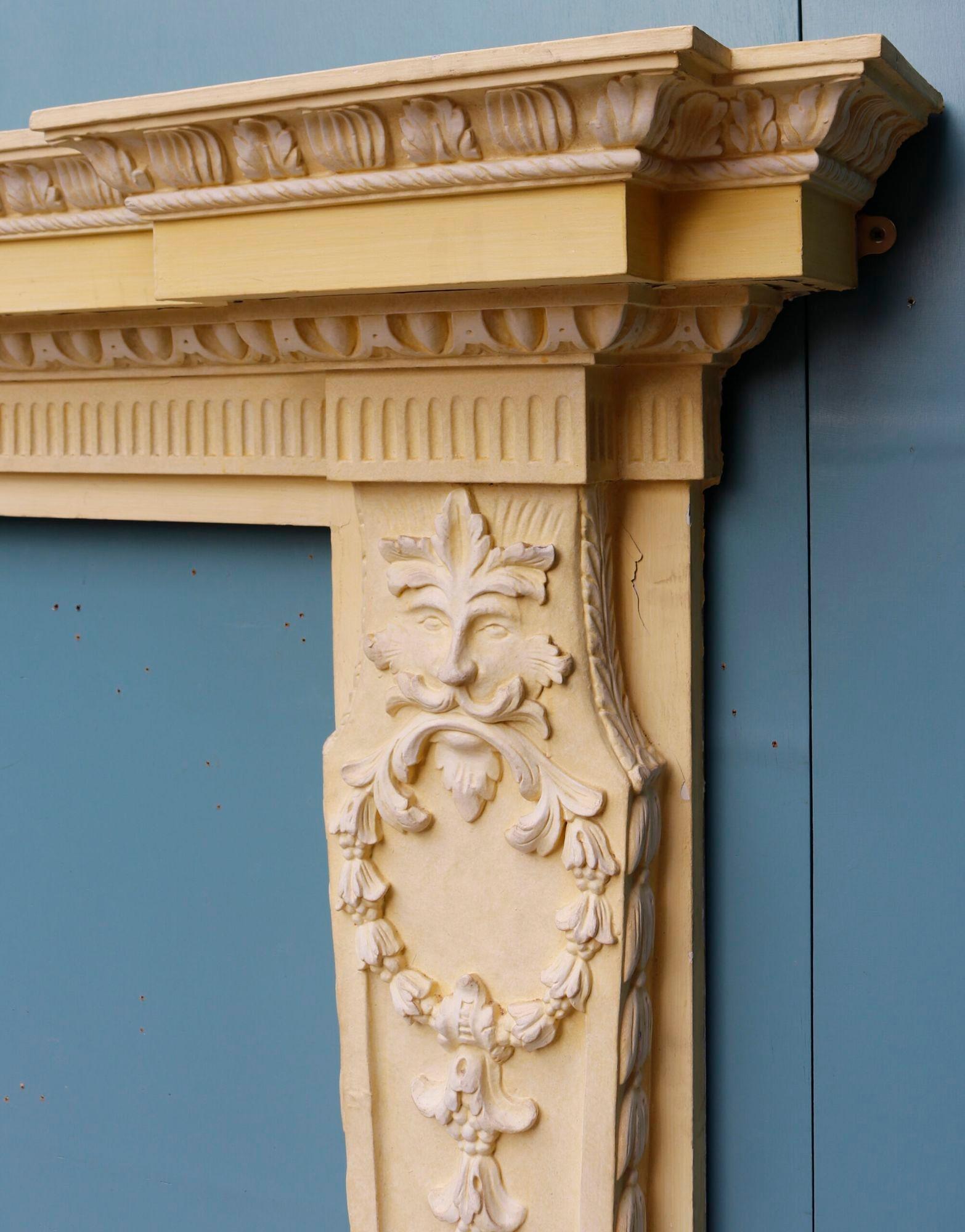 19th Century Large Victorian Style Carved Fireplace For Sale