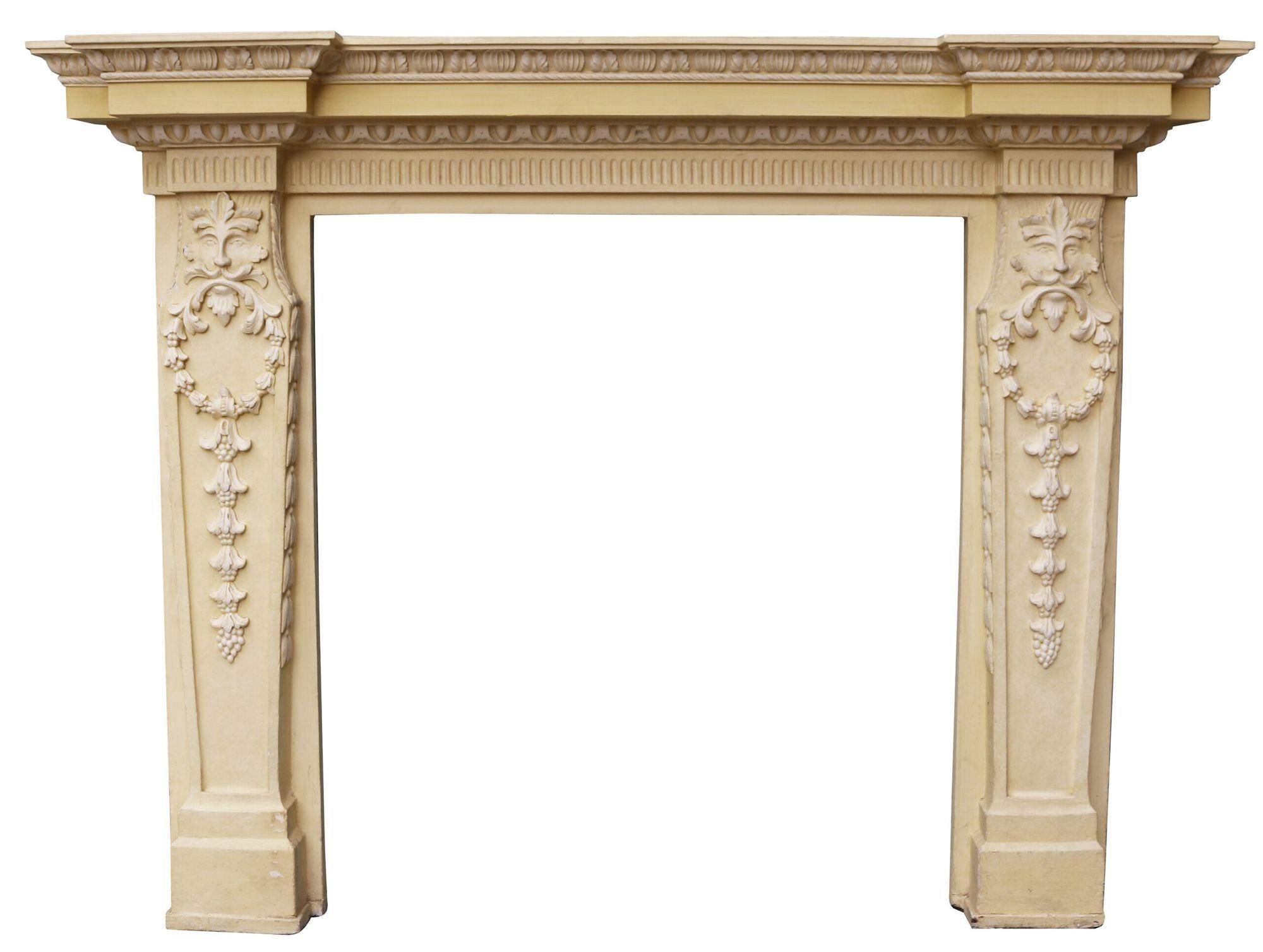 Large Victorian Style Carved Fireplace For Sale