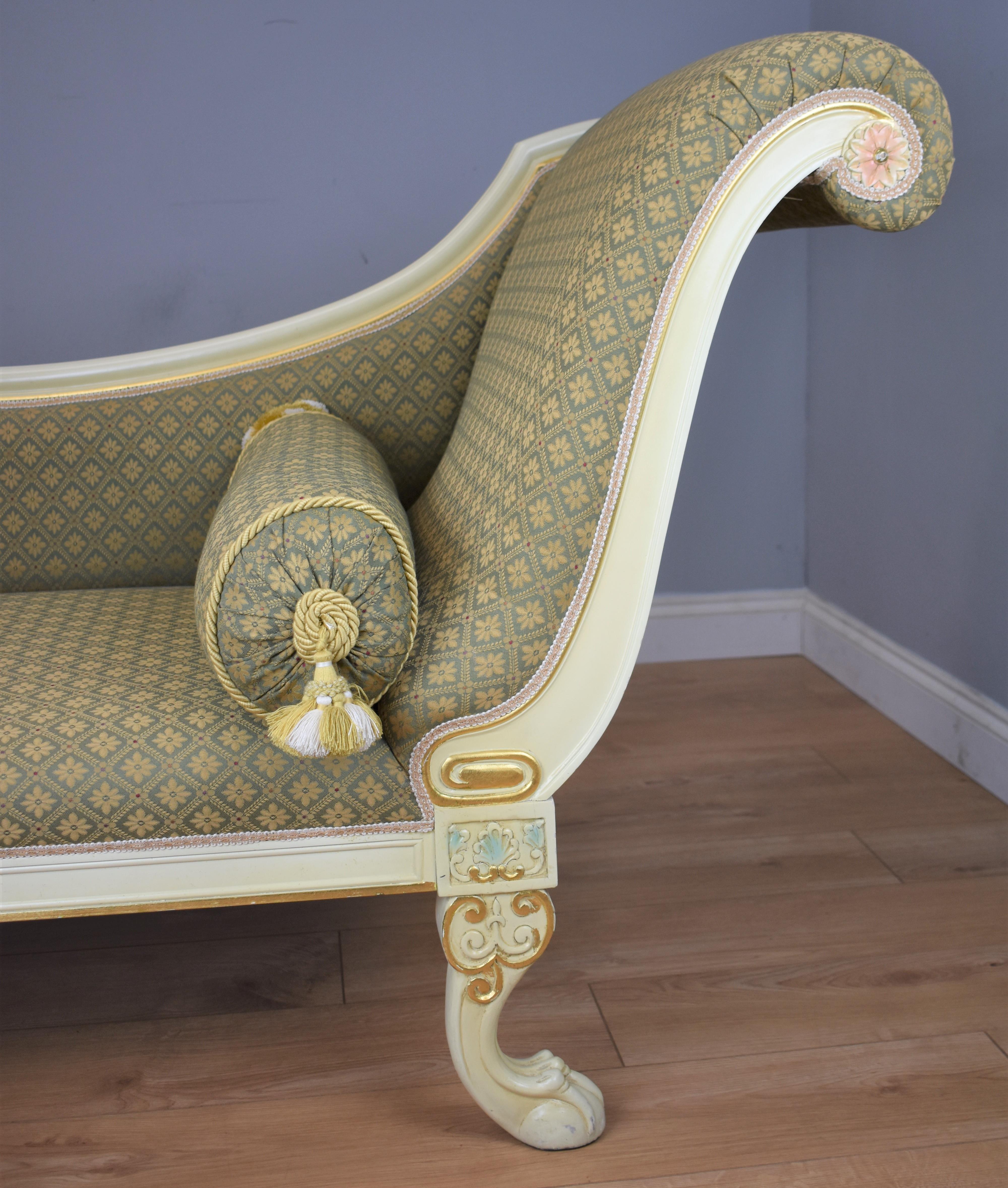 Hand-Painted Large Victorian Style Chaise