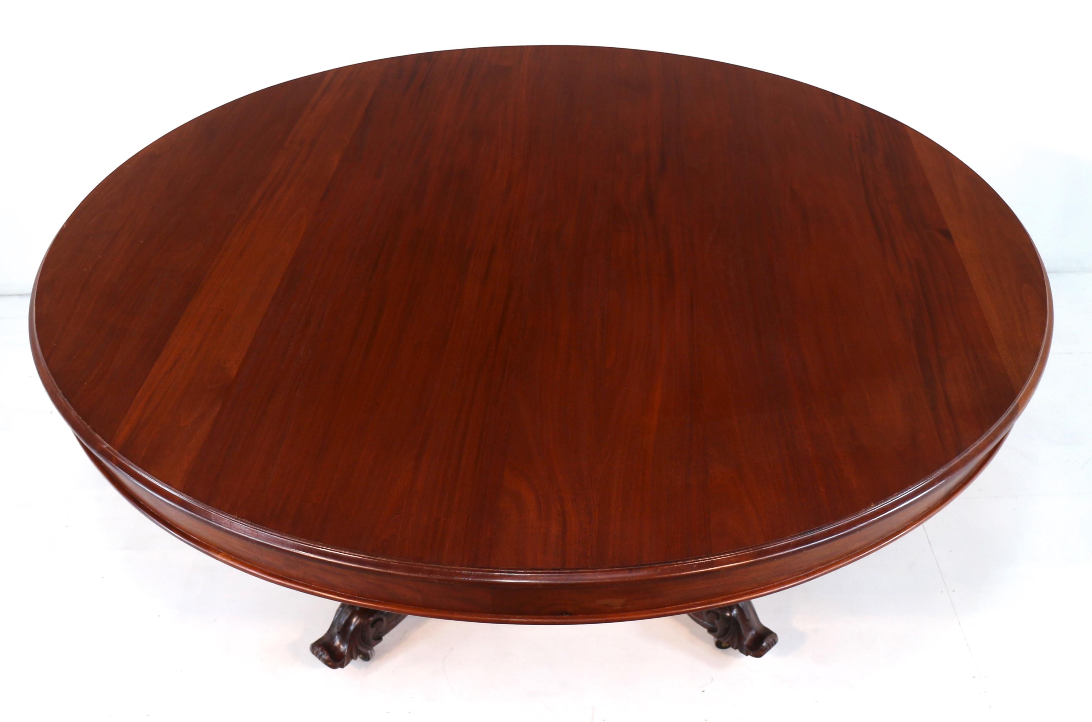 20th Century Large Victorian Style Mahogany Circular Centre Table - 6ft7 / 2m diameter For Sale