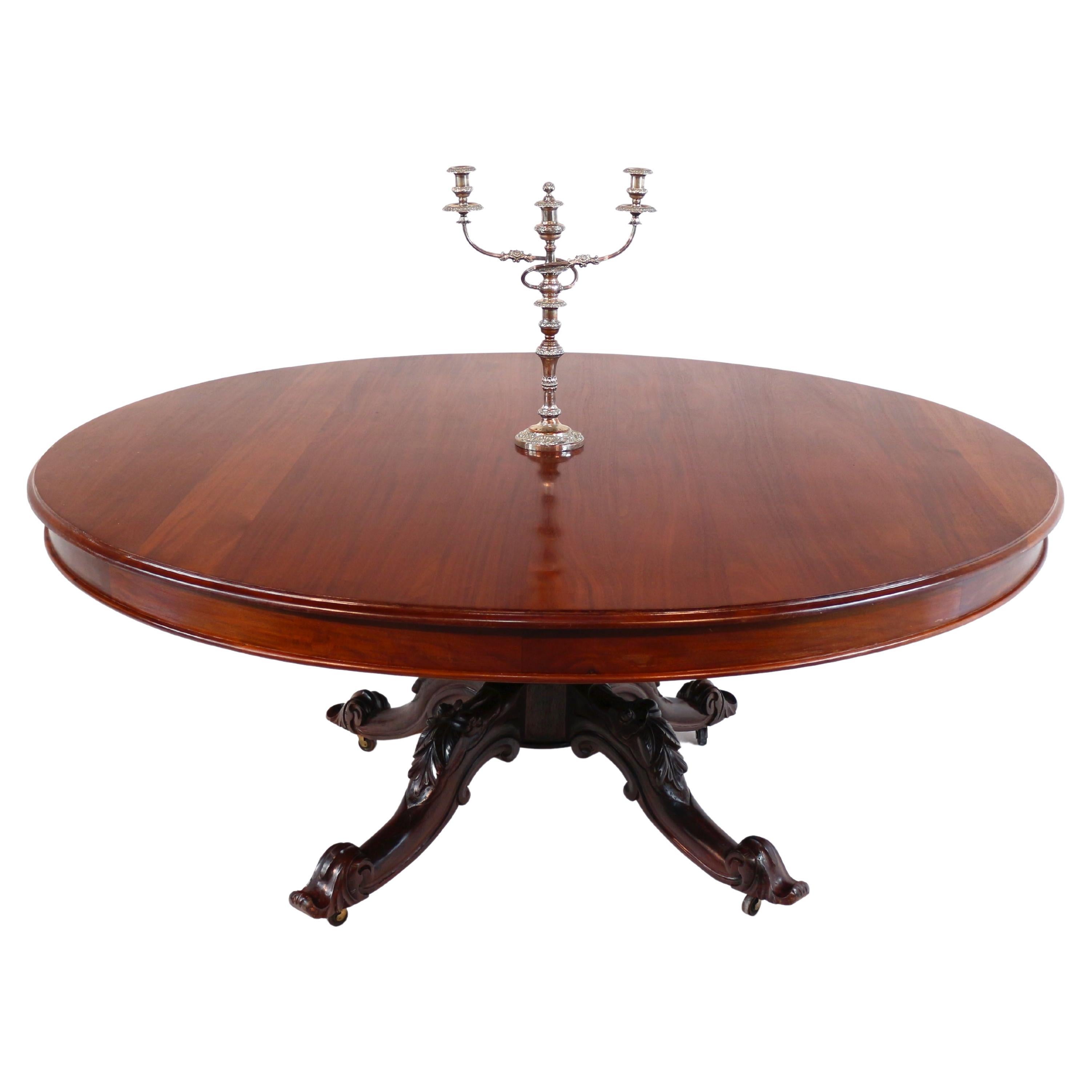 Large Victorian Style Mahogany Circular Centre Table - 6ft7 / 2m diameter For Sale