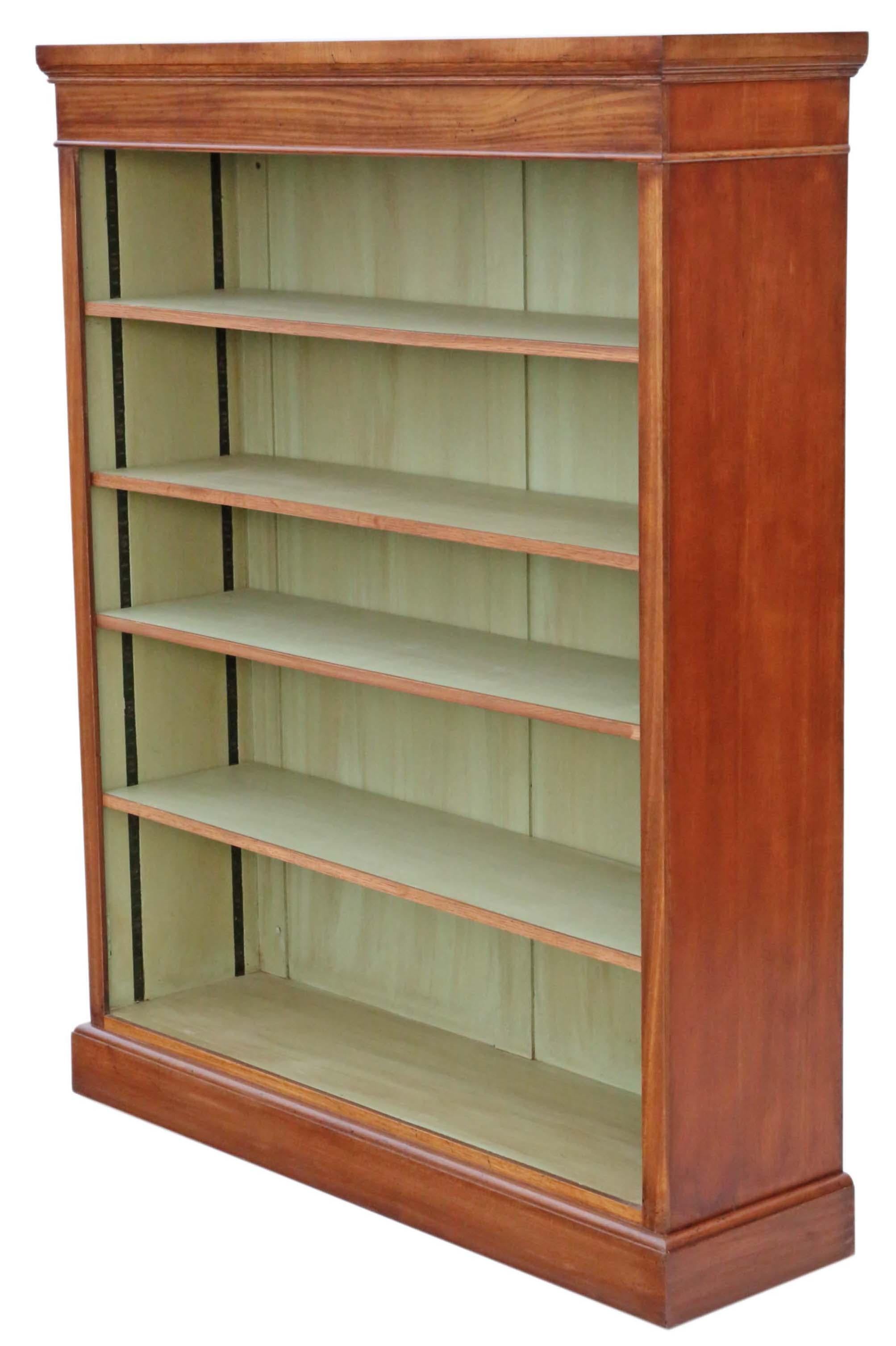 20th Century Large Victorian Style Walnut Adjustable Bookcase, Antique Quality